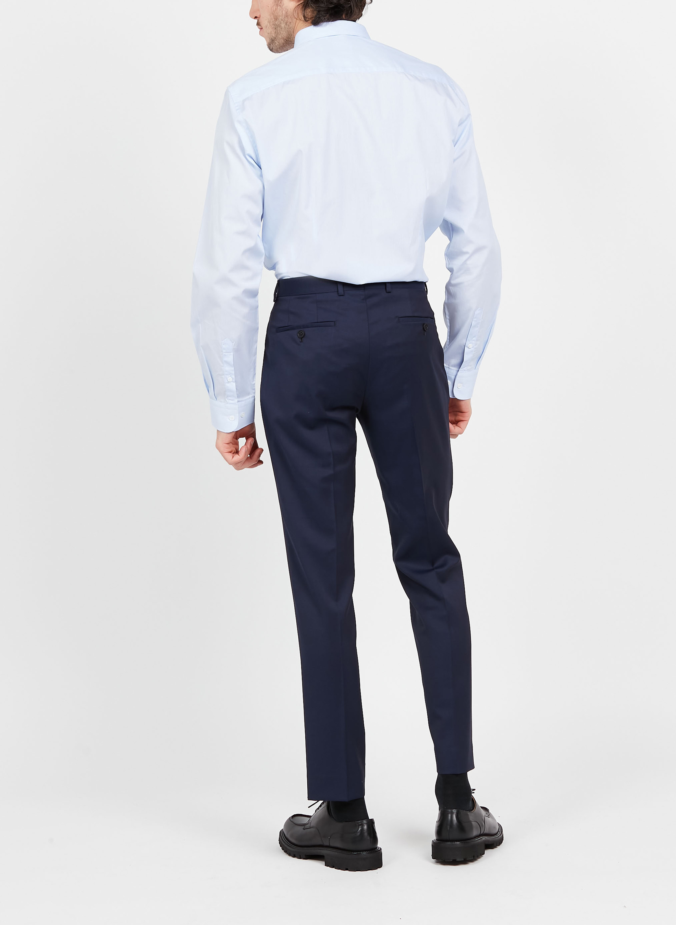 Slim-fit checked cotton shirt with classic collar ATELIER PRIVE Blue
