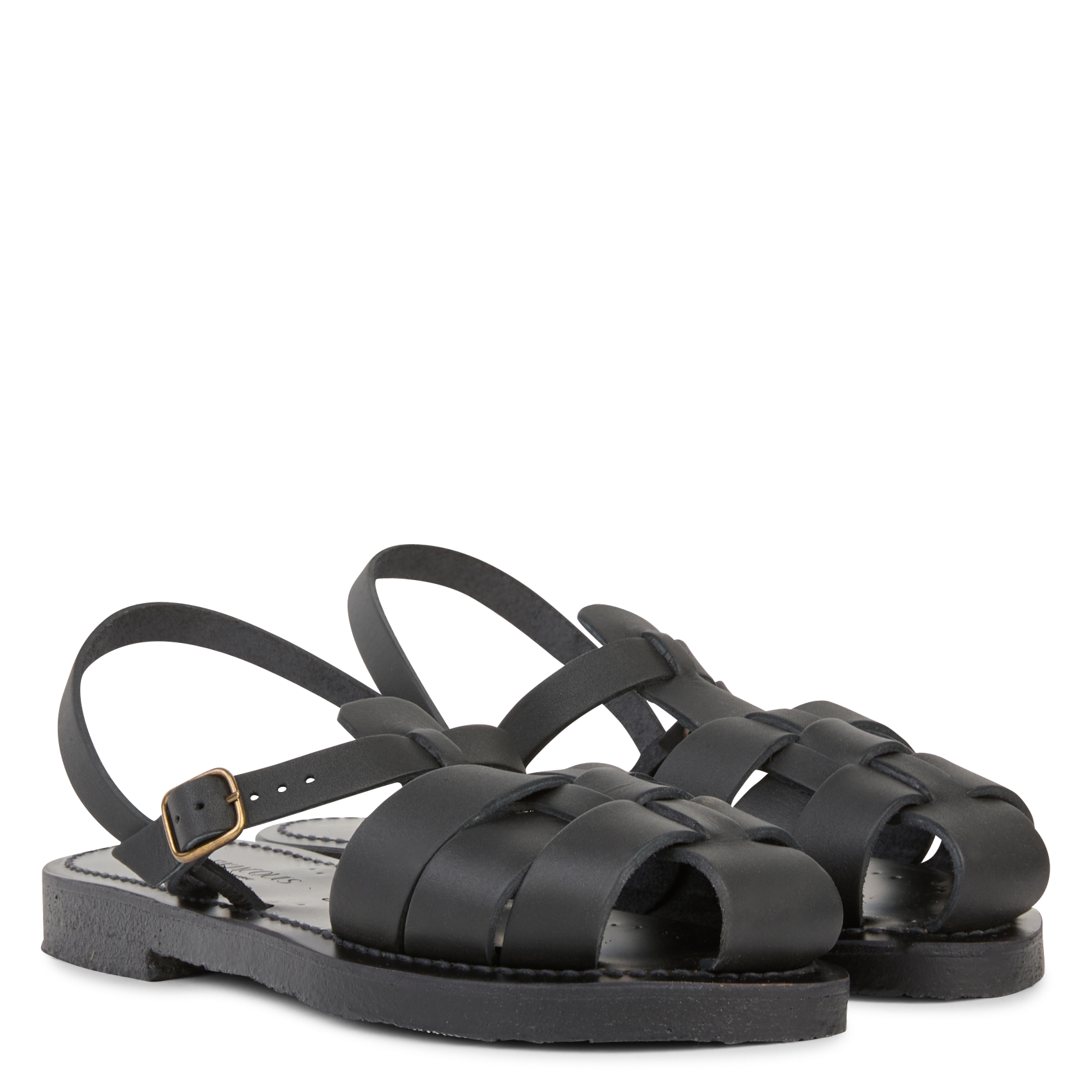 Sandales plates en cuir K JACQUES Noir