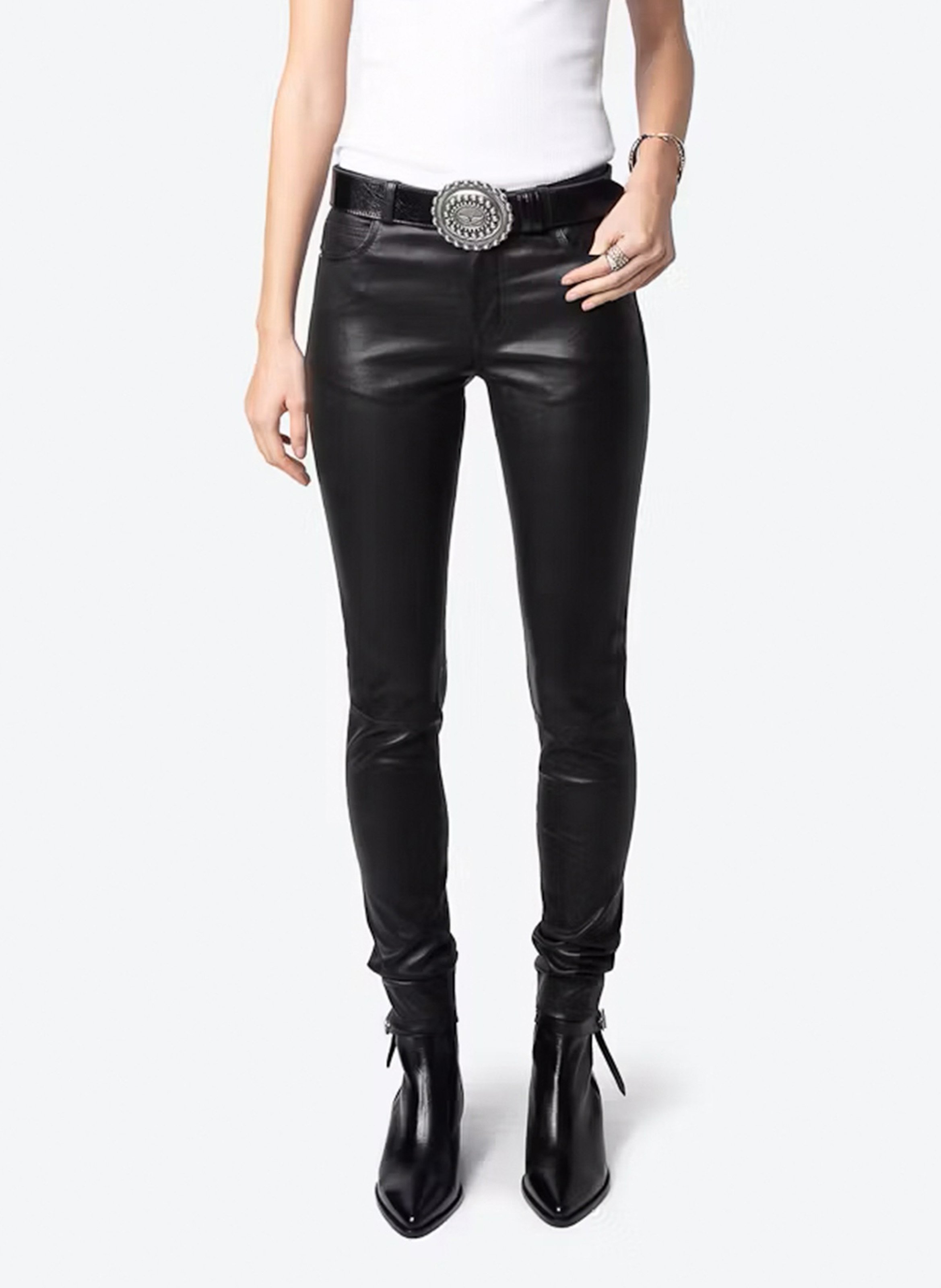 Pantalon slim en cuir ZADIG&VOLTAIRE Noir
