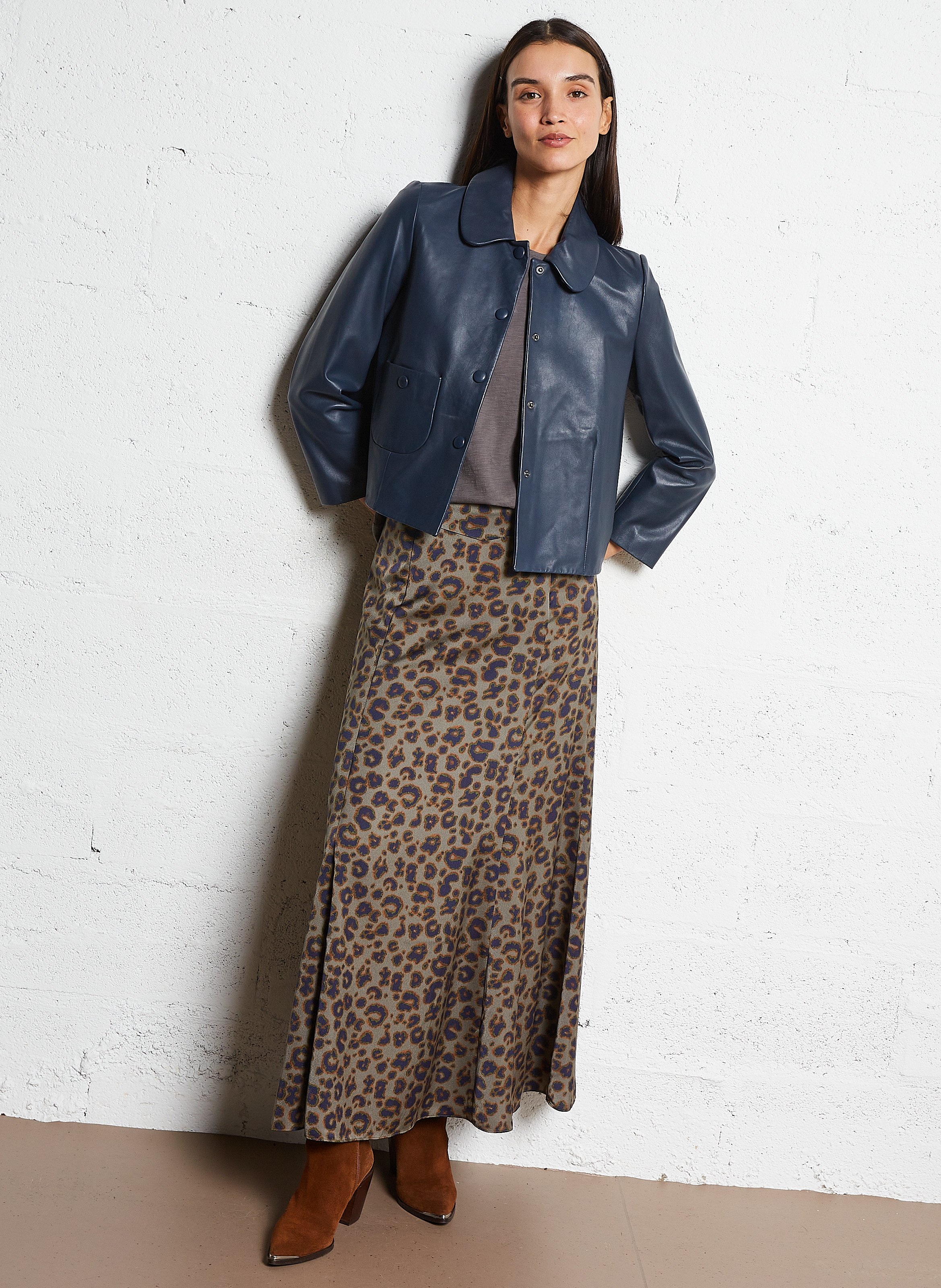 Leather shirt collar jacket BA&amp;SH Blue