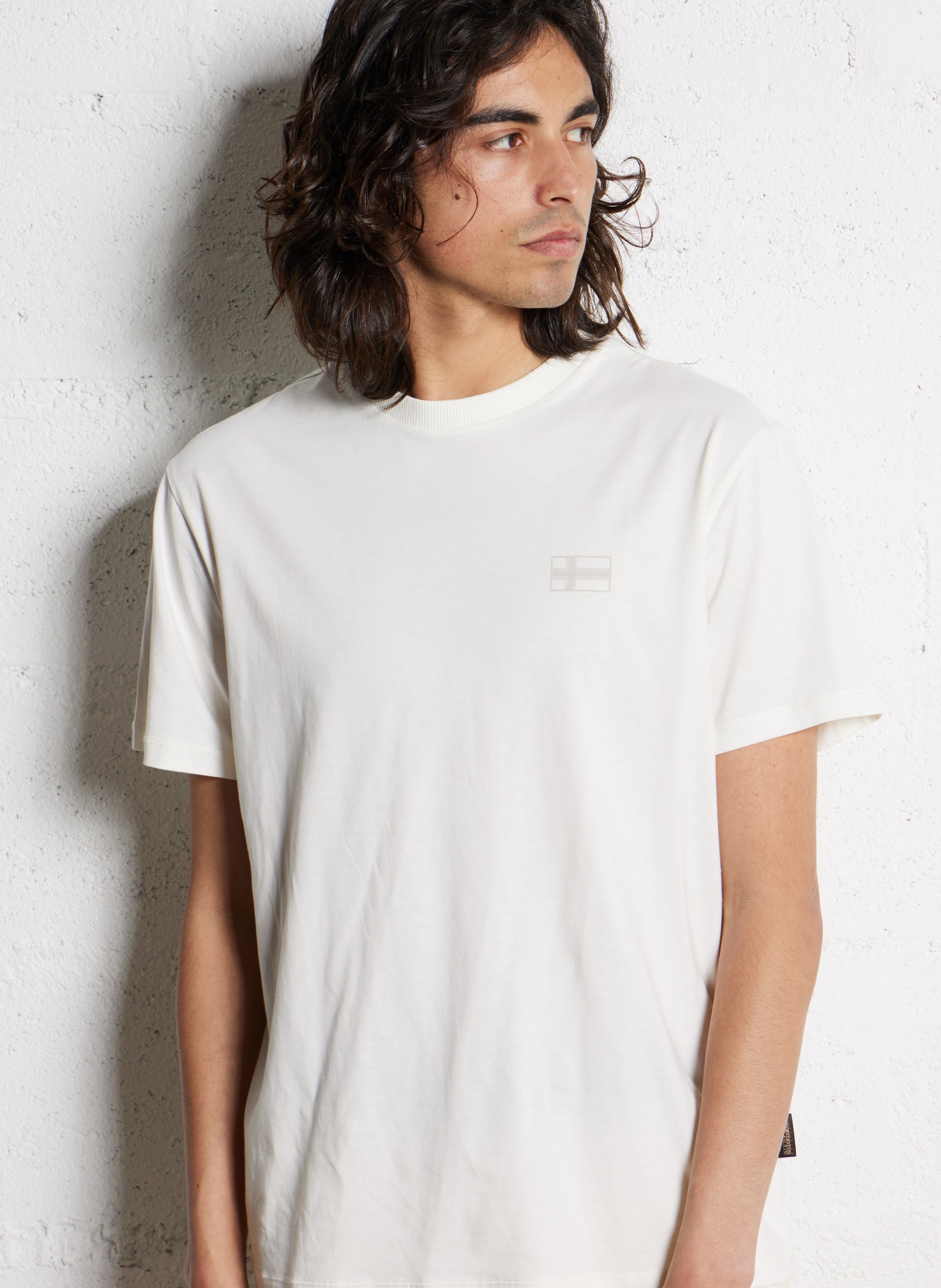 Gerade geschnittenes Rundhals-T-Shirt aus Baumwolle NAPAPIJRI Weiss