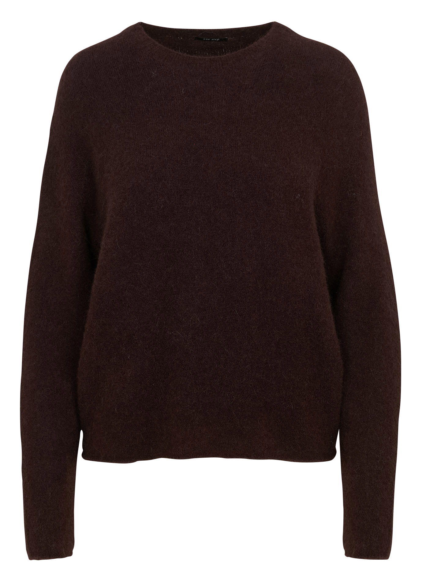 Pull ample col rond en alpaga mélangé ONE STEP Marron