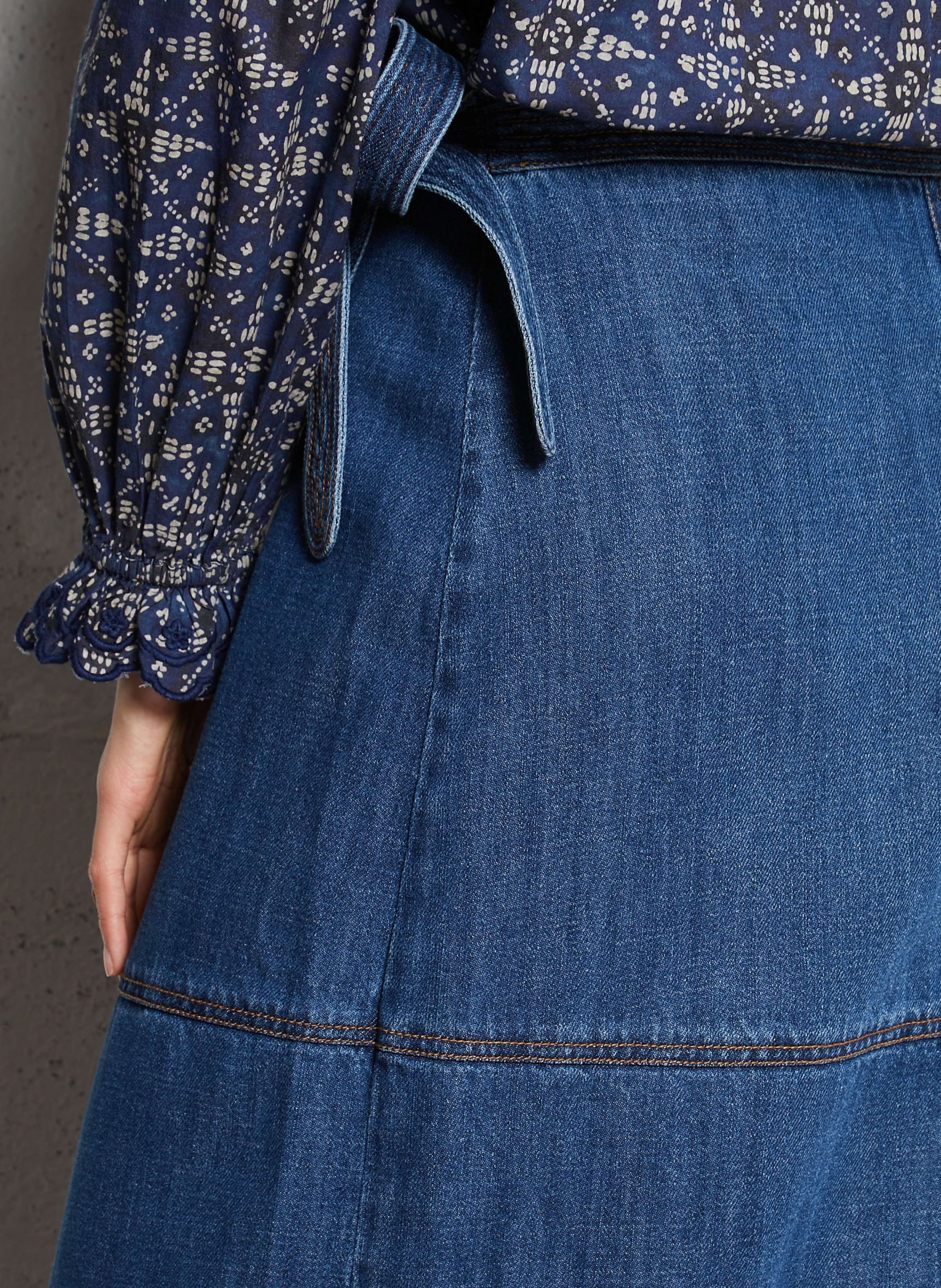 Cotton-blend midi skirt LOUISE MISHA Blue