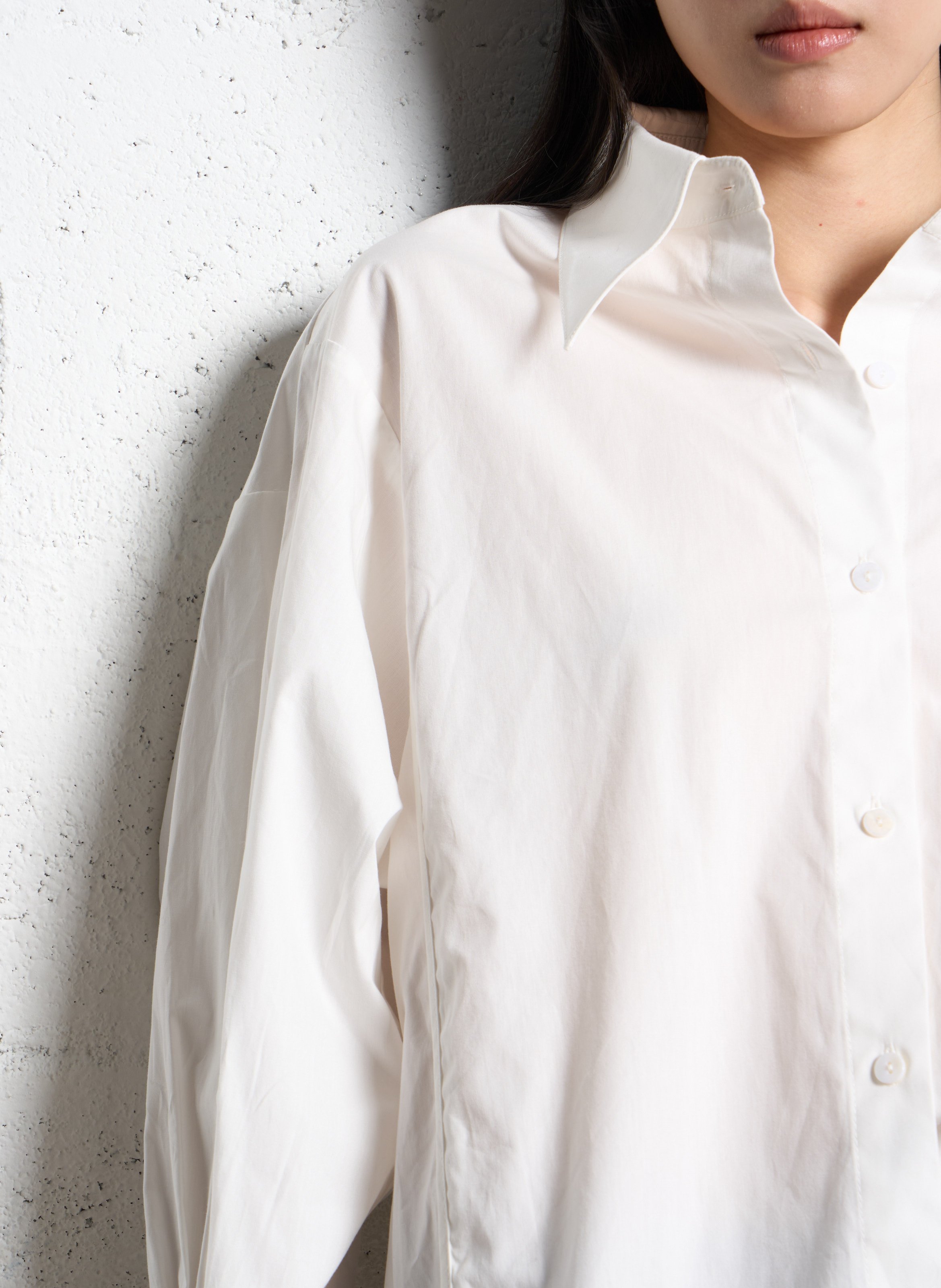 Organic cotton shirt with classic collar SUNCOO White