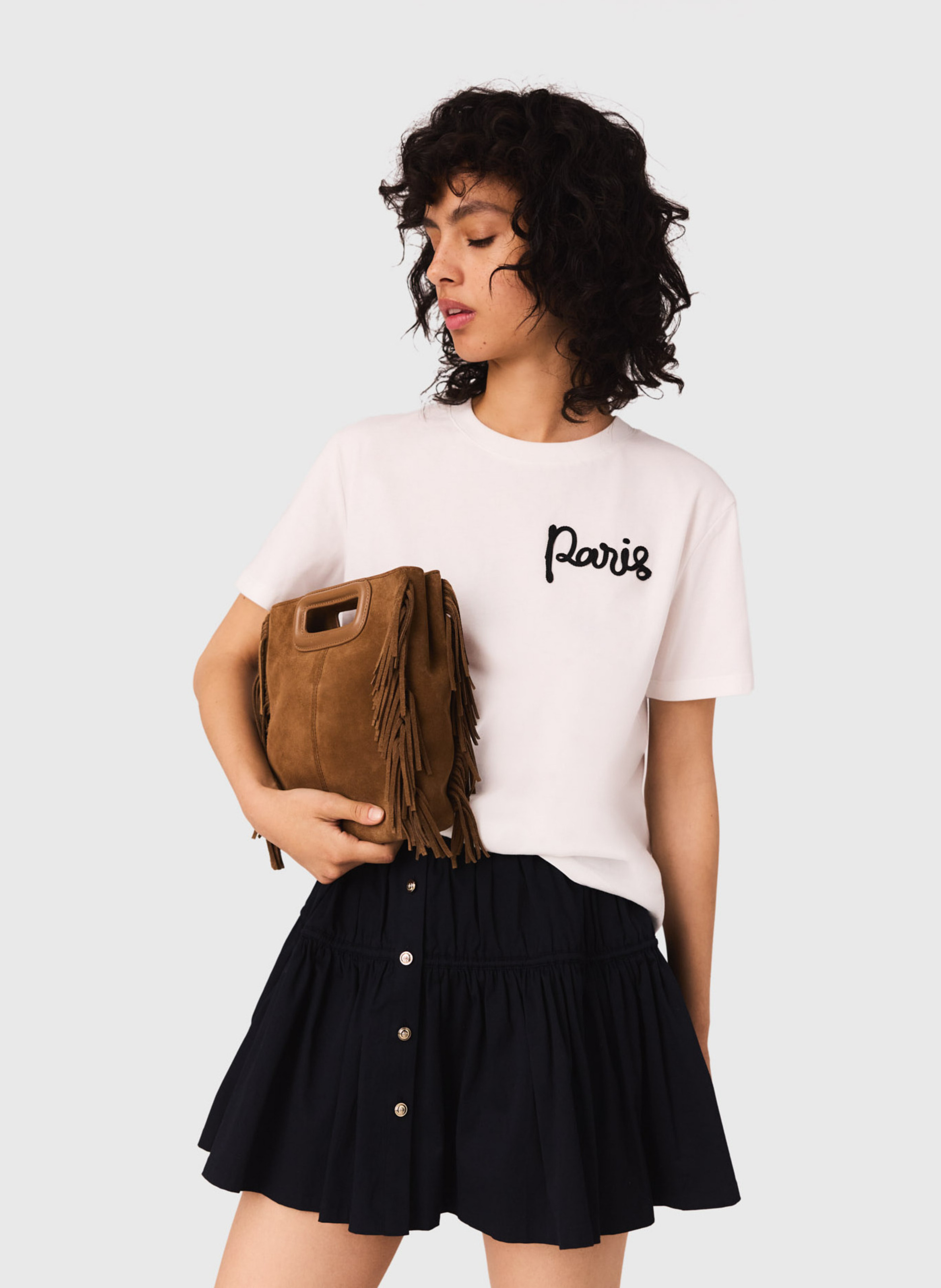 Effen T-shirt MAJE Wit