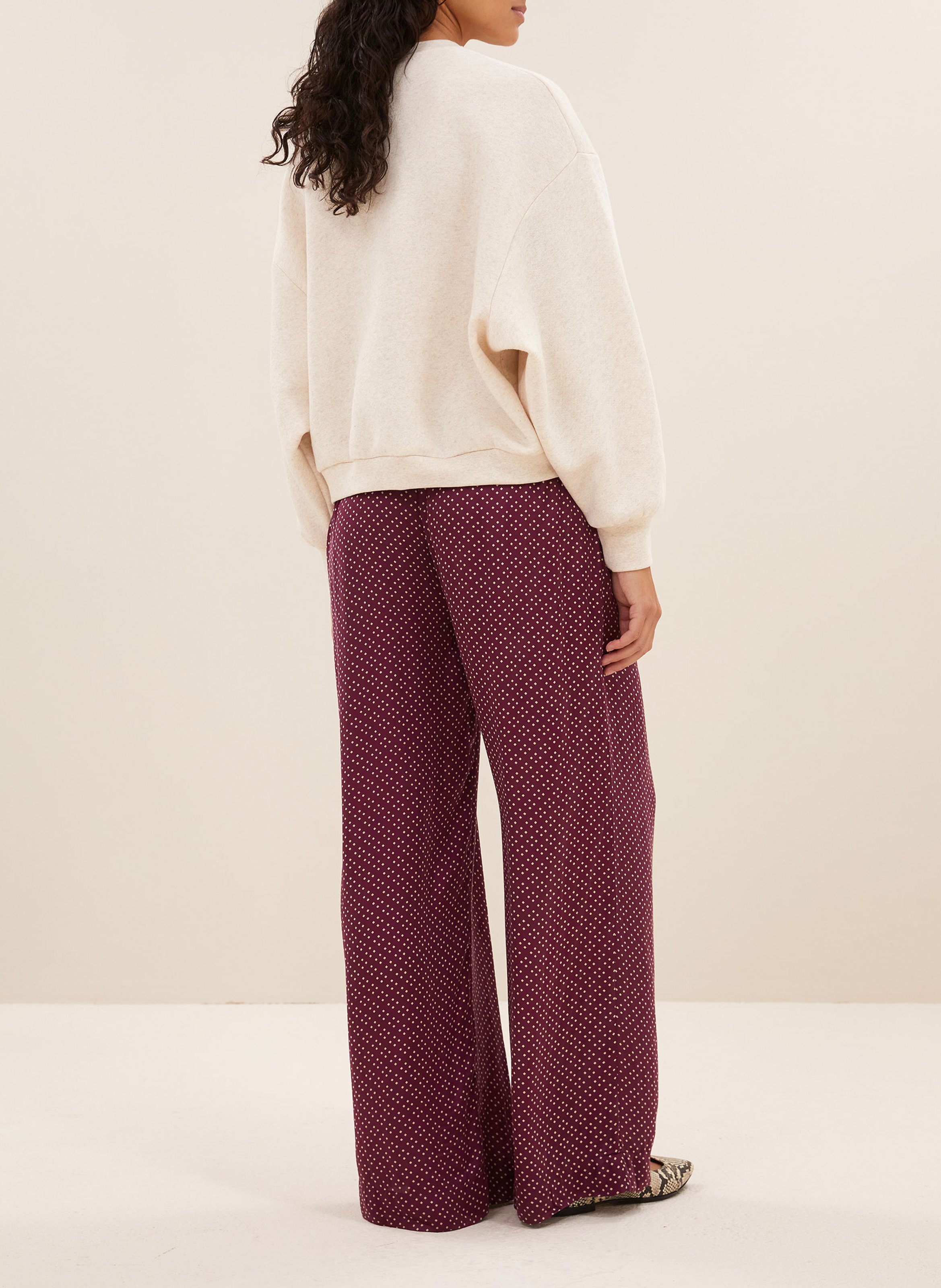 Wijde sweater van katoenblend met zeefdruk BY BAR Roze