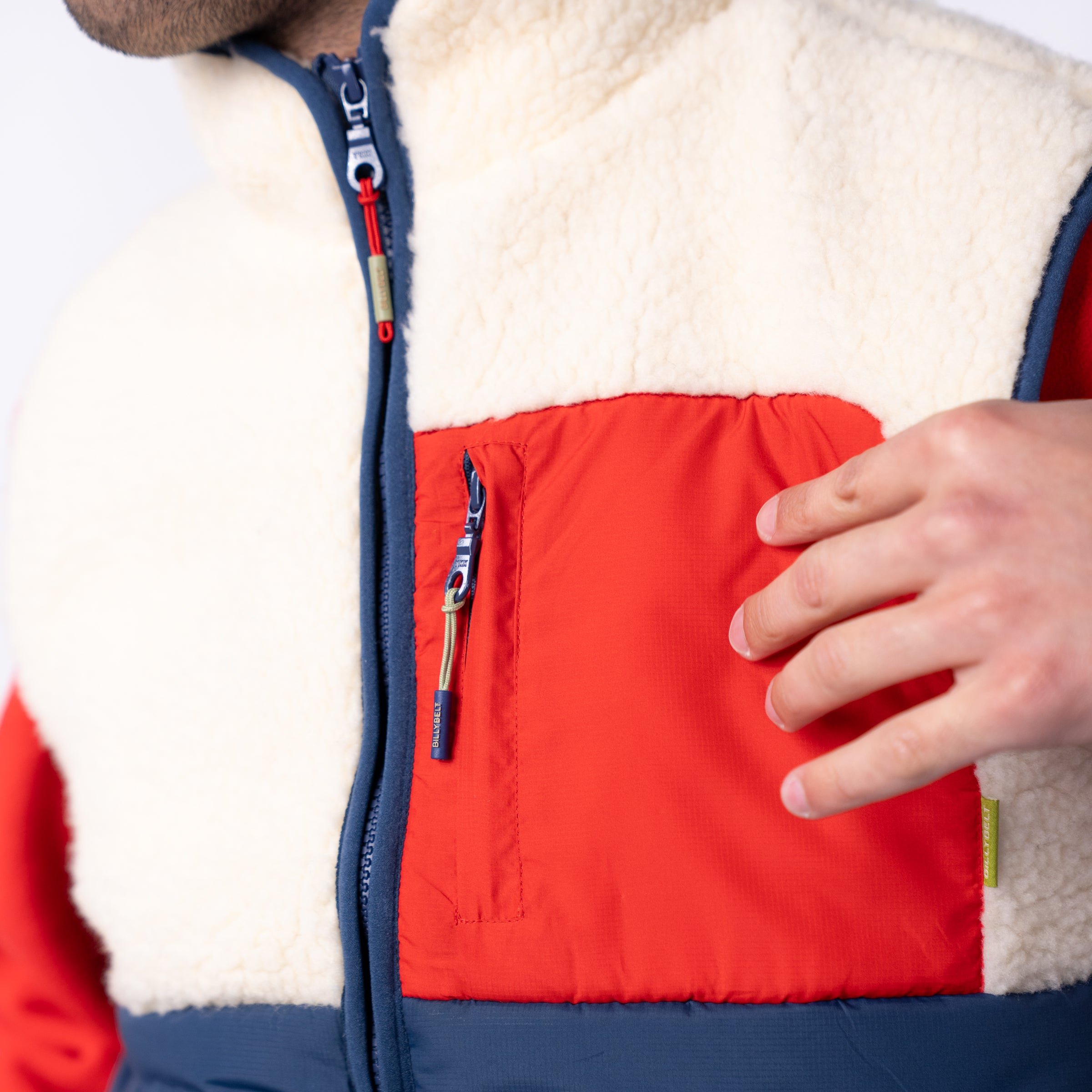 Sherpa sleeveless bi-material jacket BILLYBELT Beige