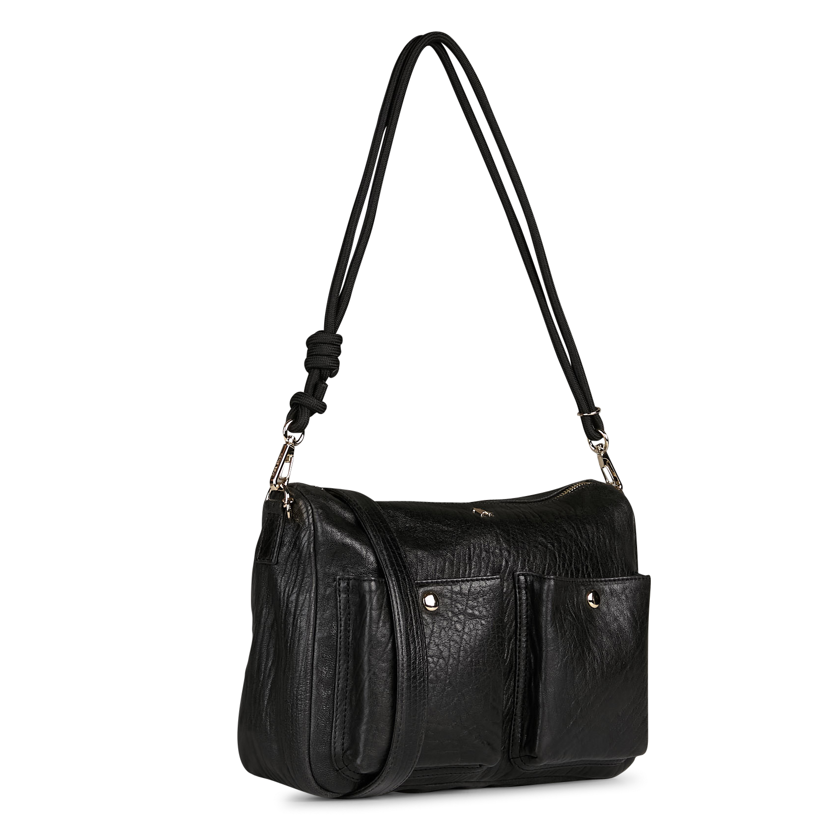 Sac bandoulière en cuir craquelé CRAIE STUDIO Noir