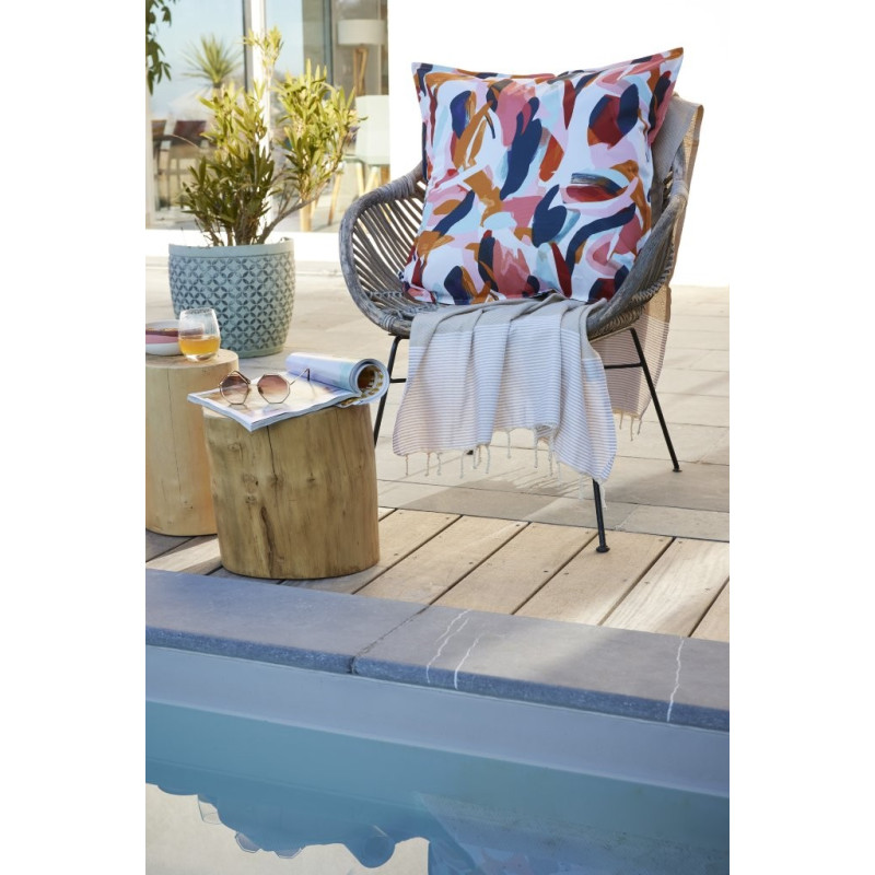 "Outdoor" butterfly effect cushion cover - all sizes L'EFFET PAPILLON Beige