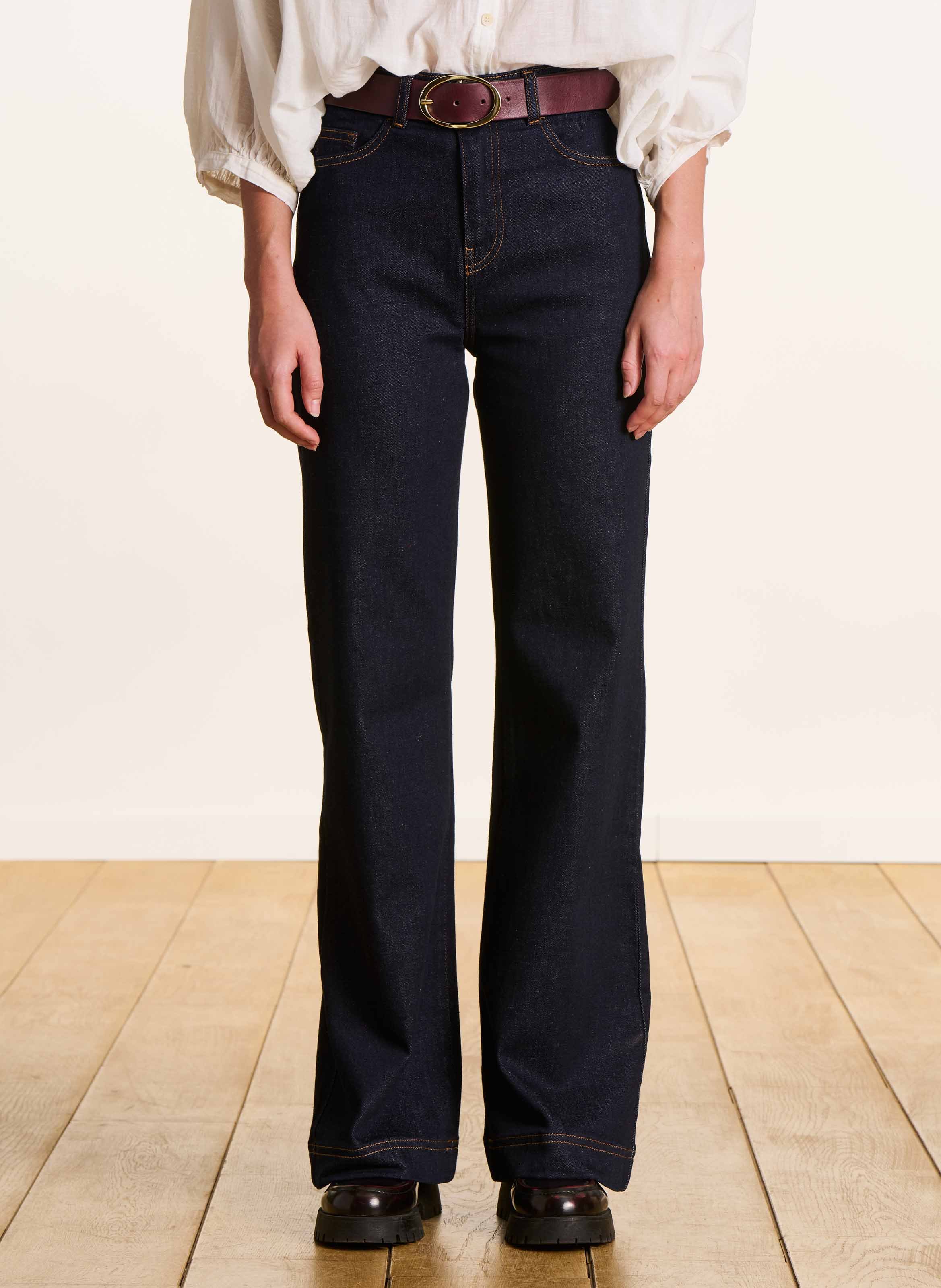 Jean large en coton bio mélangé LA FEE MARABOUTEE Bleu