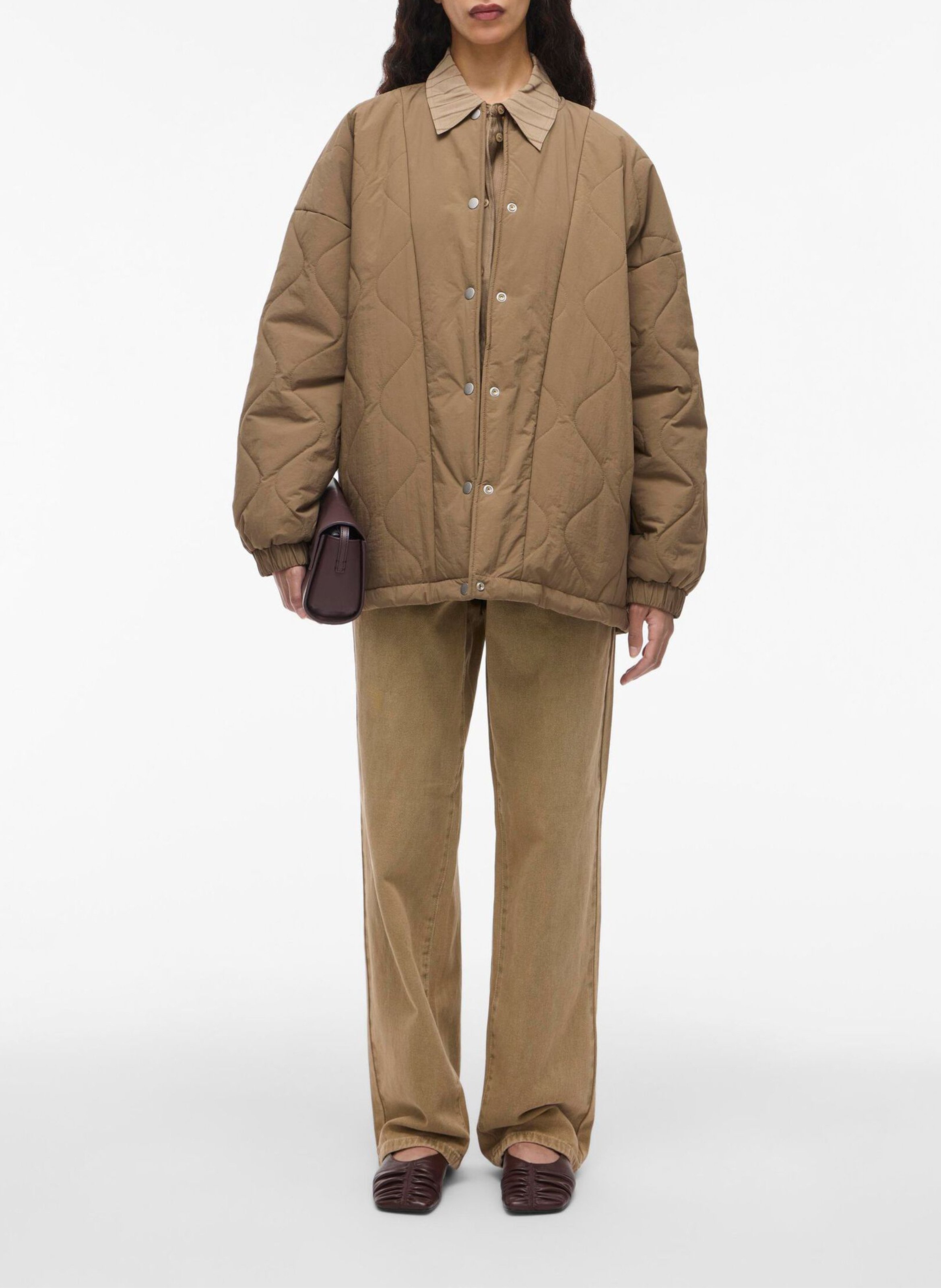 Veste ample col rond matelassée ROUGE EDIT Marron