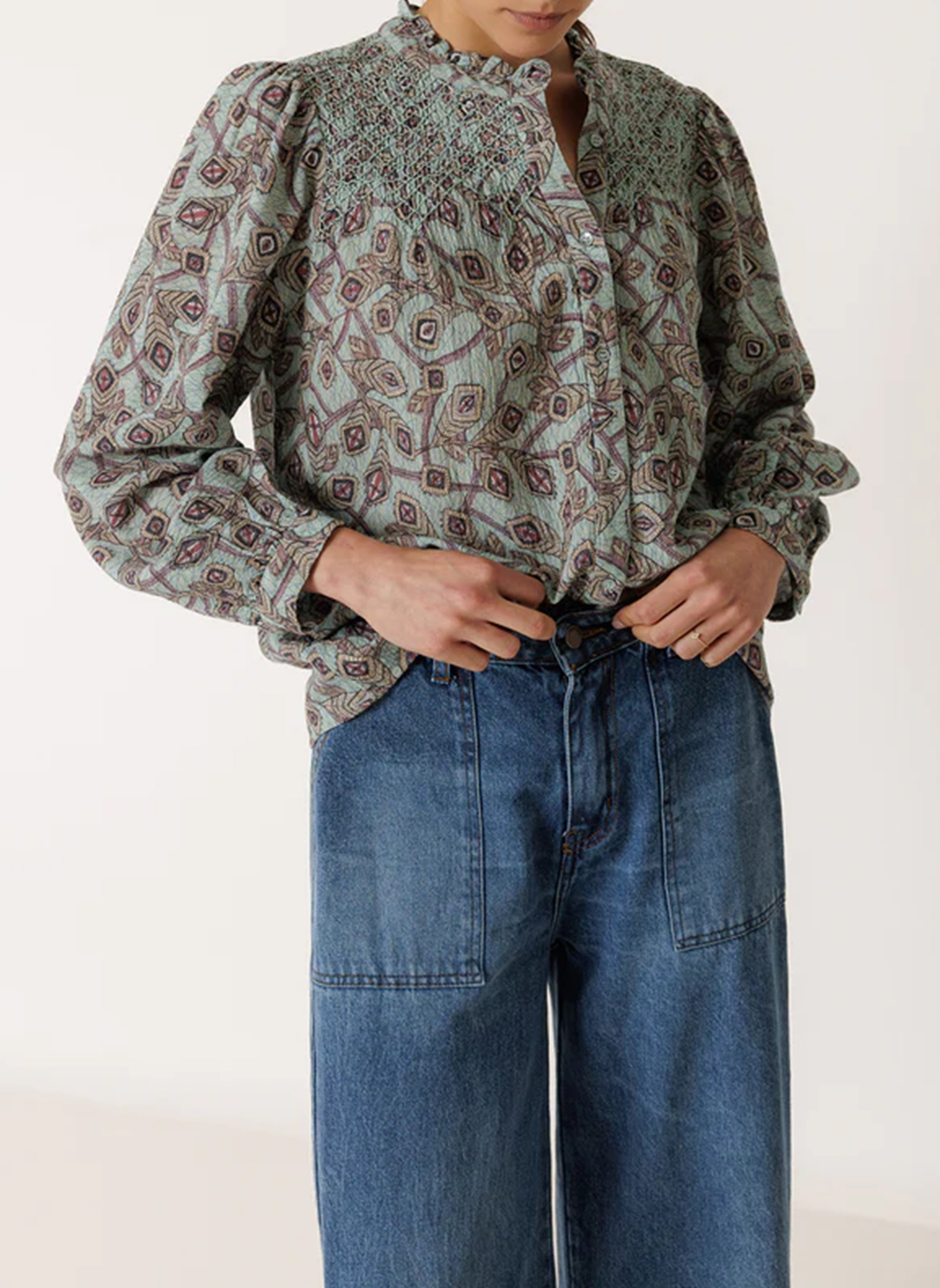 Chemise ample col mao en coton INDI & COLD