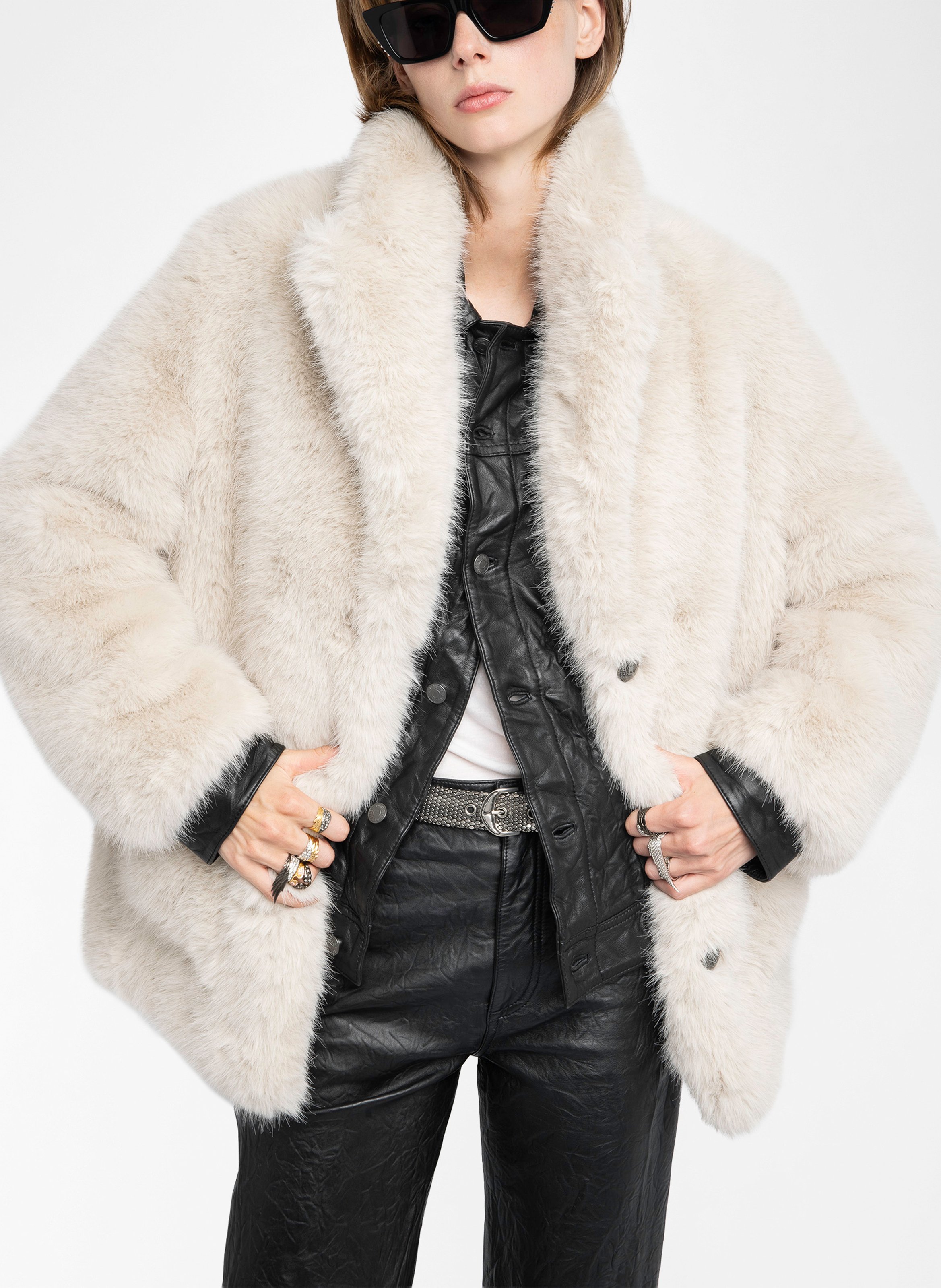 Faux fur coat with tailored collar ZADIG&VOLTAIRE White