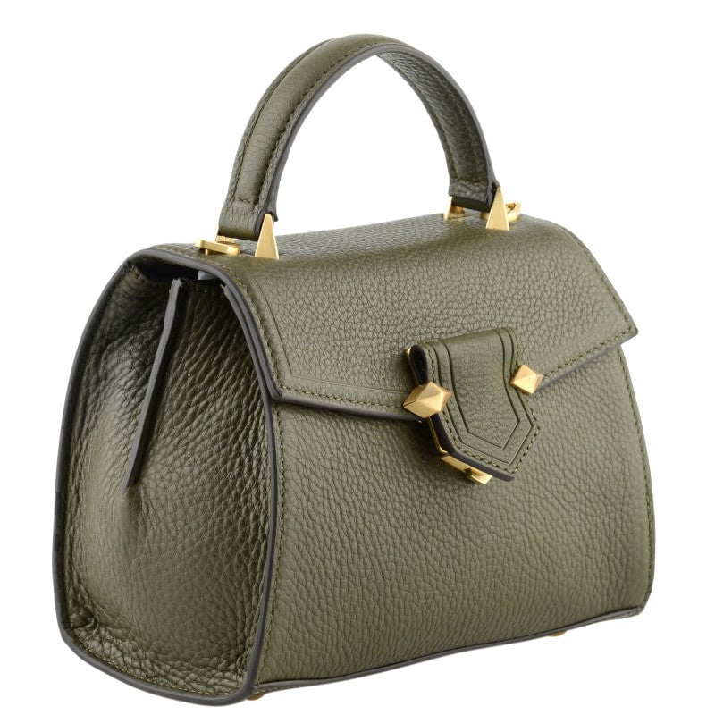 Handbag - grained calf leather POURCHET Khaki