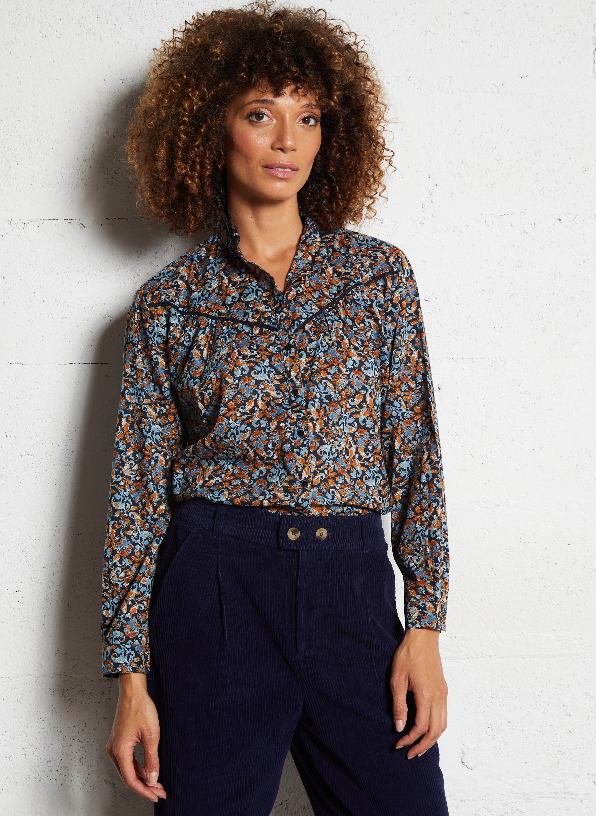 Printed jacket with round neck I CODE Blue