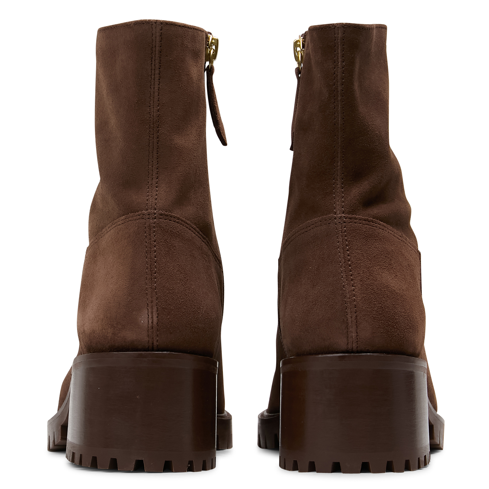 Bottines à talons en cuir velours RIVECOUR Marron