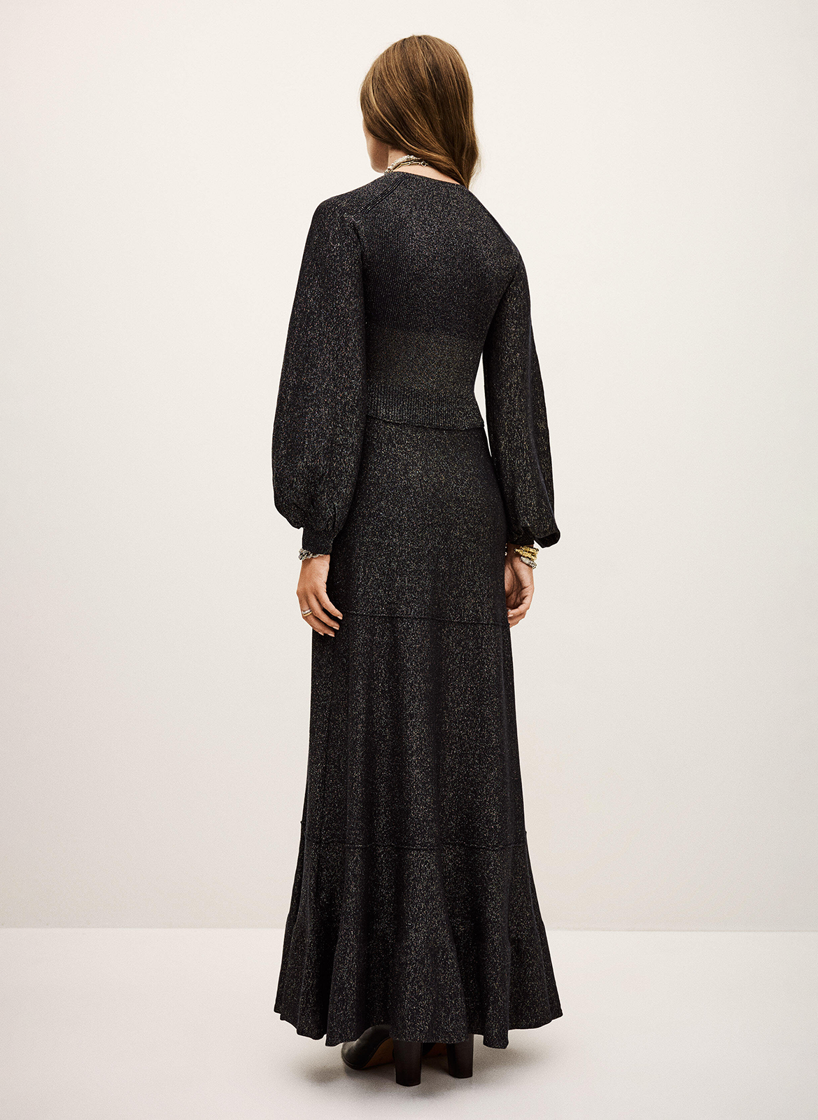 Robe longue col V en laine mélangée BA&SH Bleu