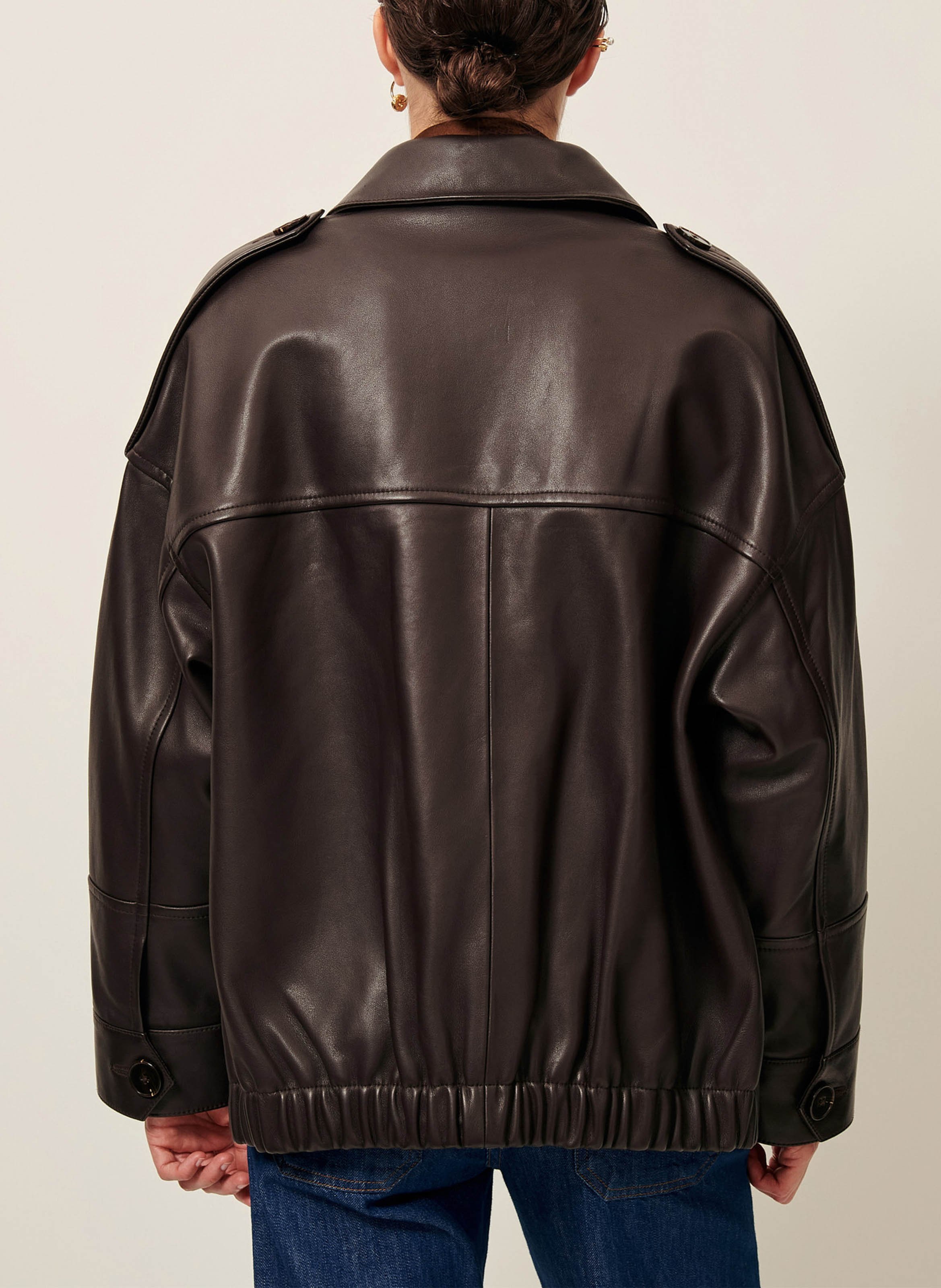 Veste ample boutonnée en cuir  SESSUN Marron