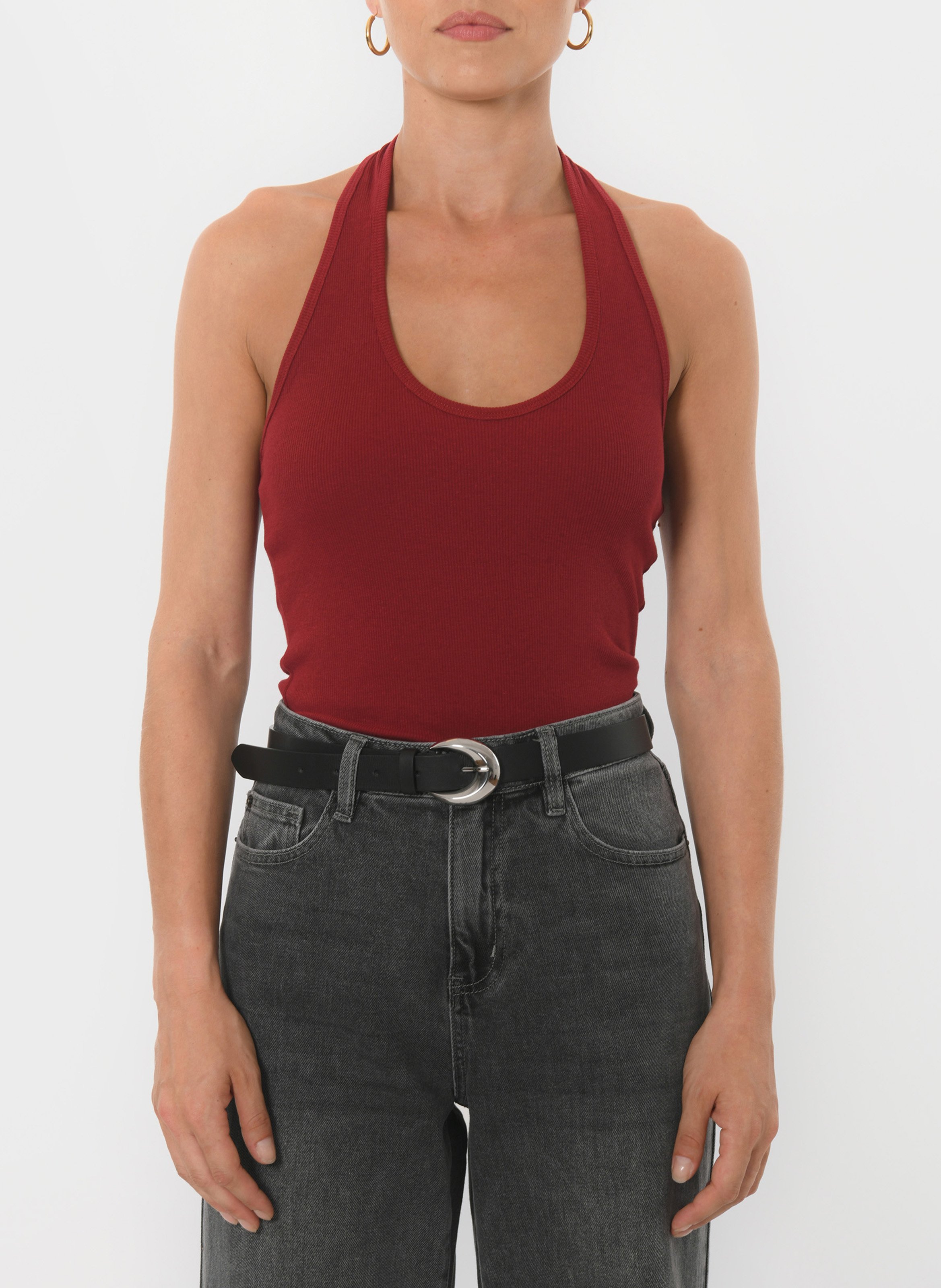 Cotton-blend tank top with round neck KOOKAI Red