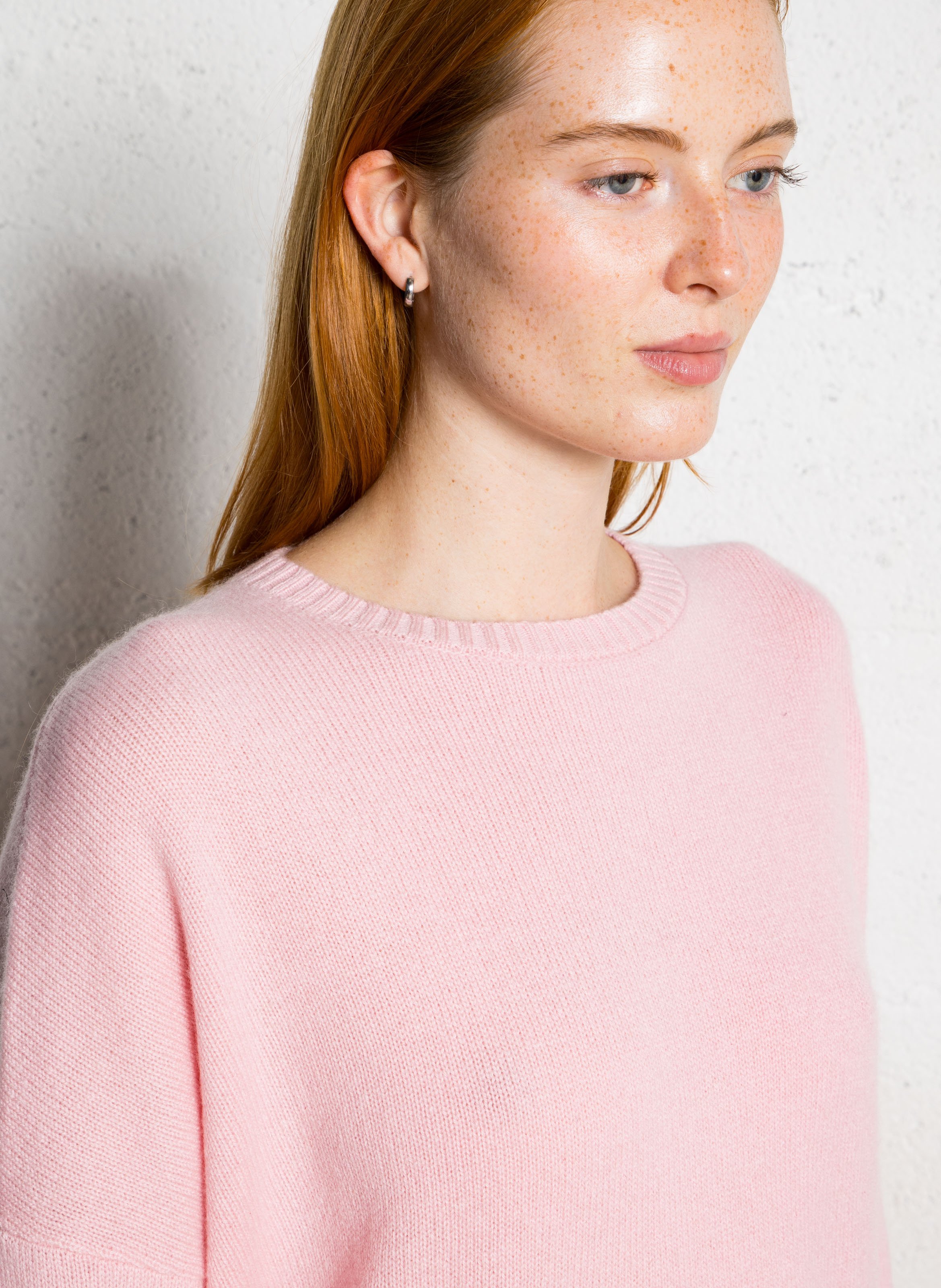 Pull col rond oversize en cachemire KUJTEN Rose