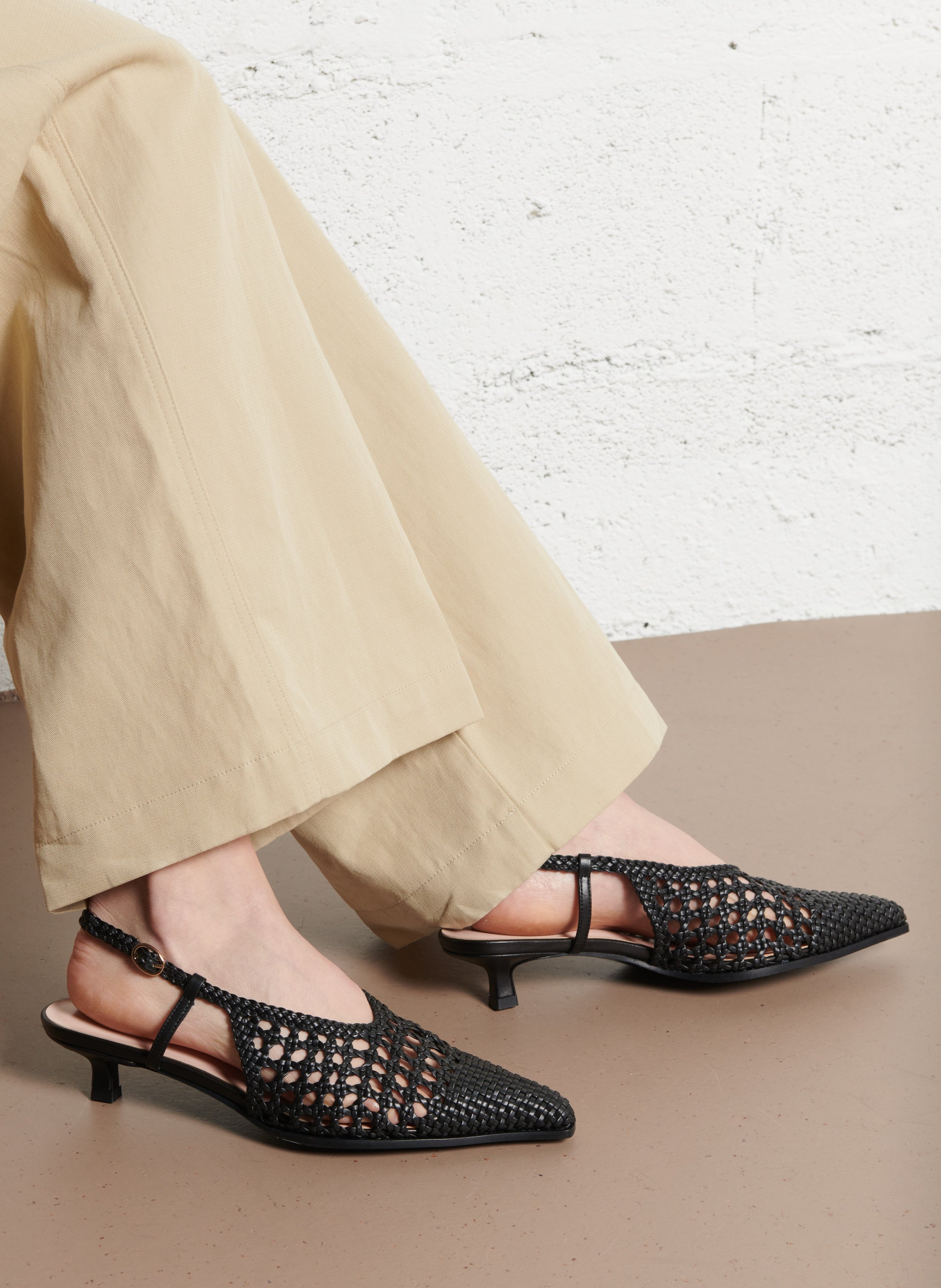 Slingbacks effet cuir tressées MI/MAI Noir