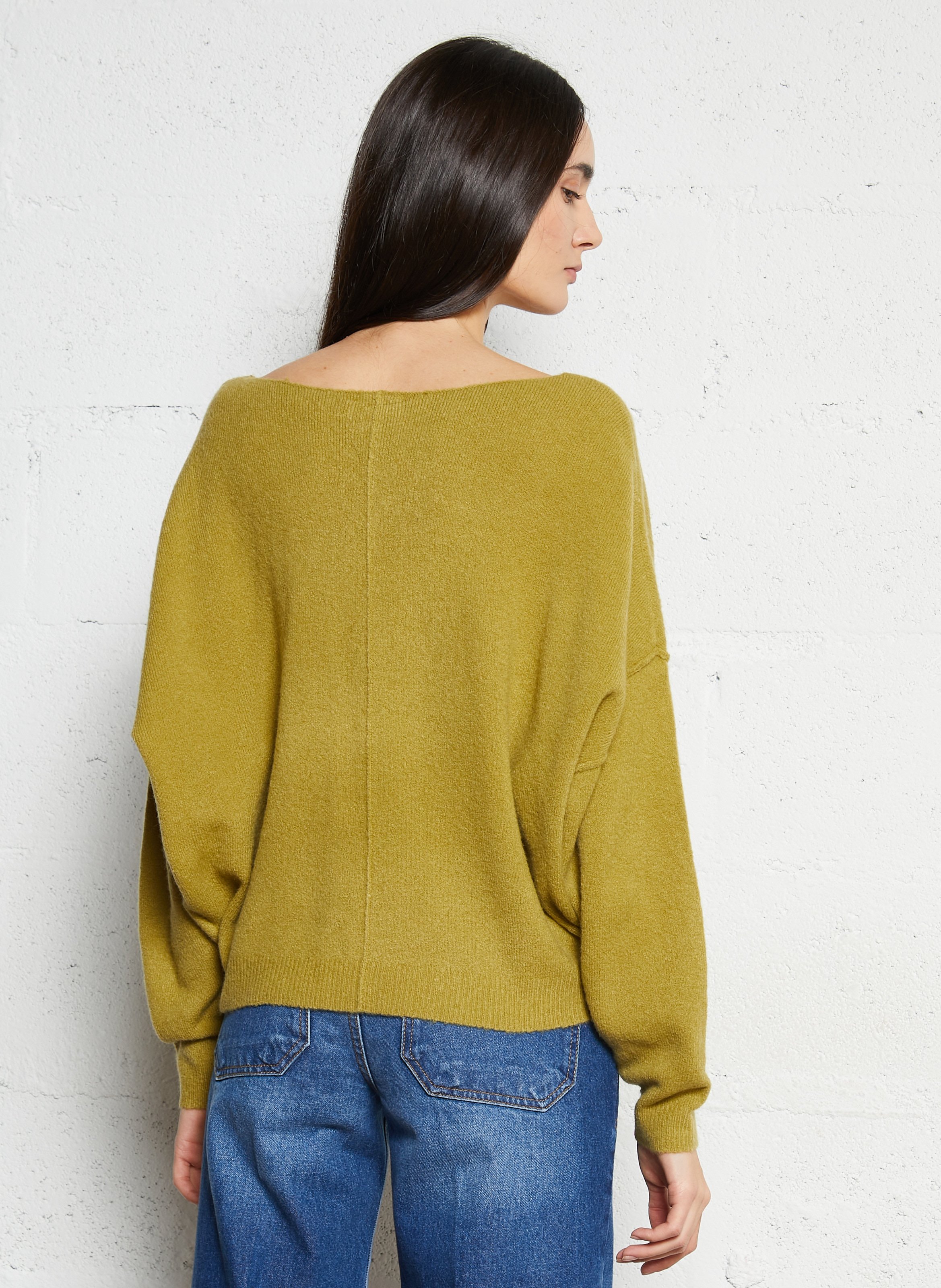 Pull col bateau en laine mélangée AMERICAN VINTAGE Vert