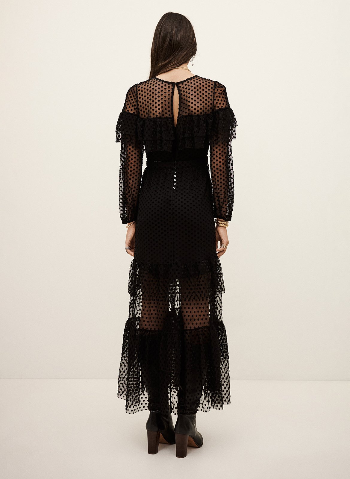 Robe longue col rond à pois BA&SH Noir