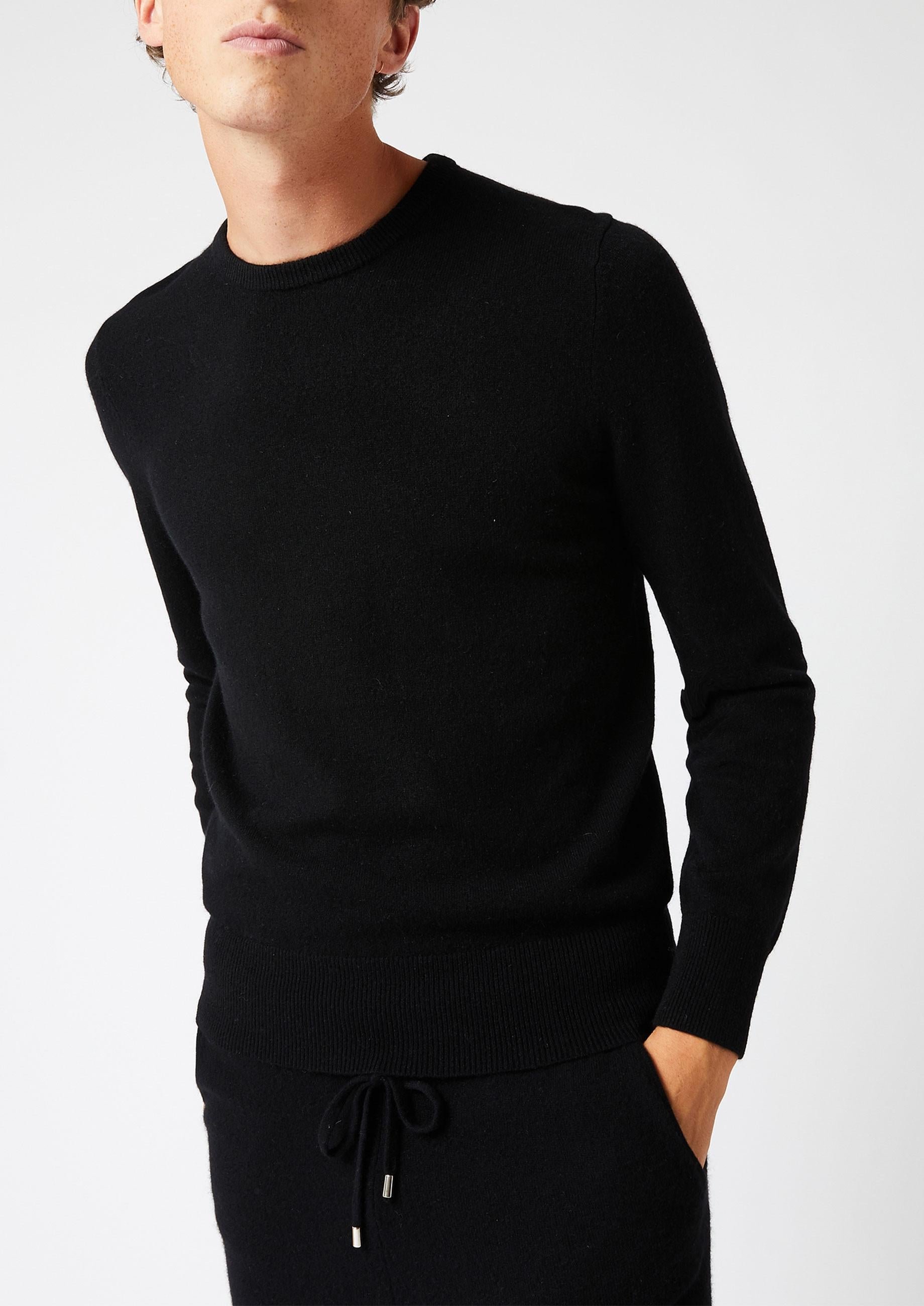 Men?s 2-thread cashmere round-neck sweater RODIER Black