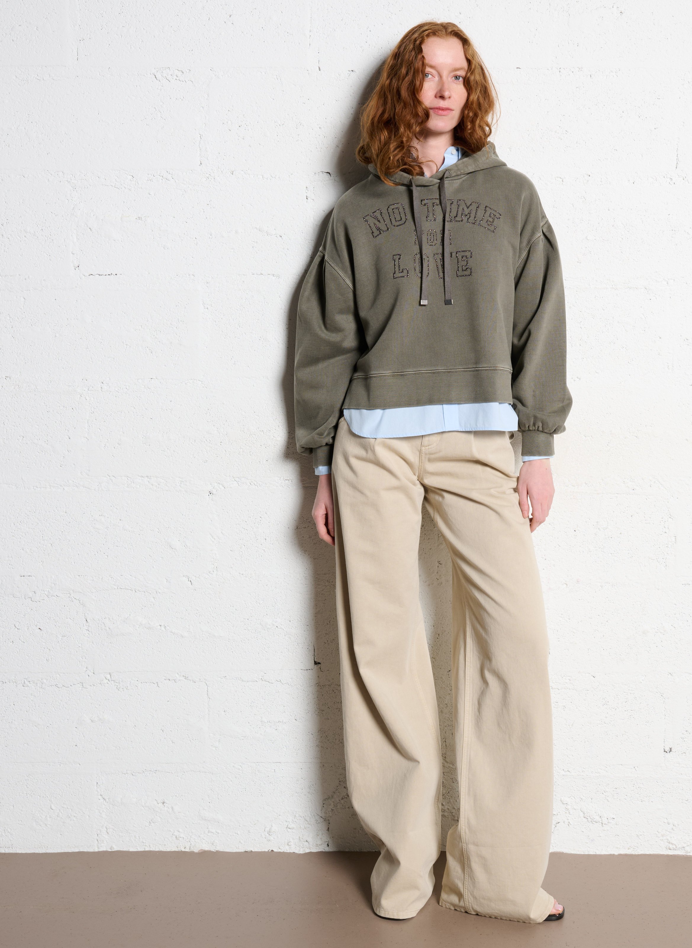 Cotton round-neck sweatshirt IKKS Khaki