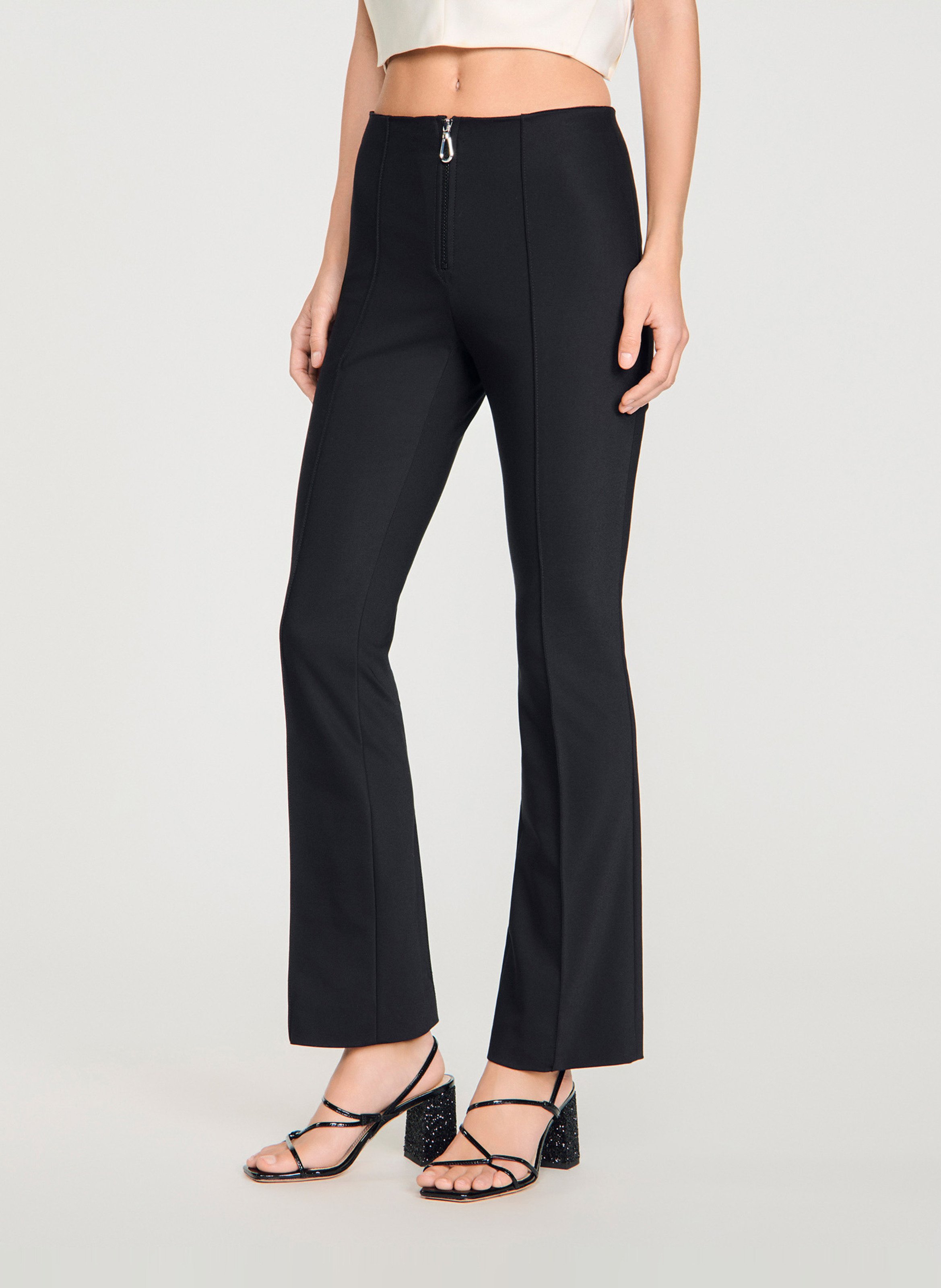 Pantalon droit en coton mélangé SANDRO Noir