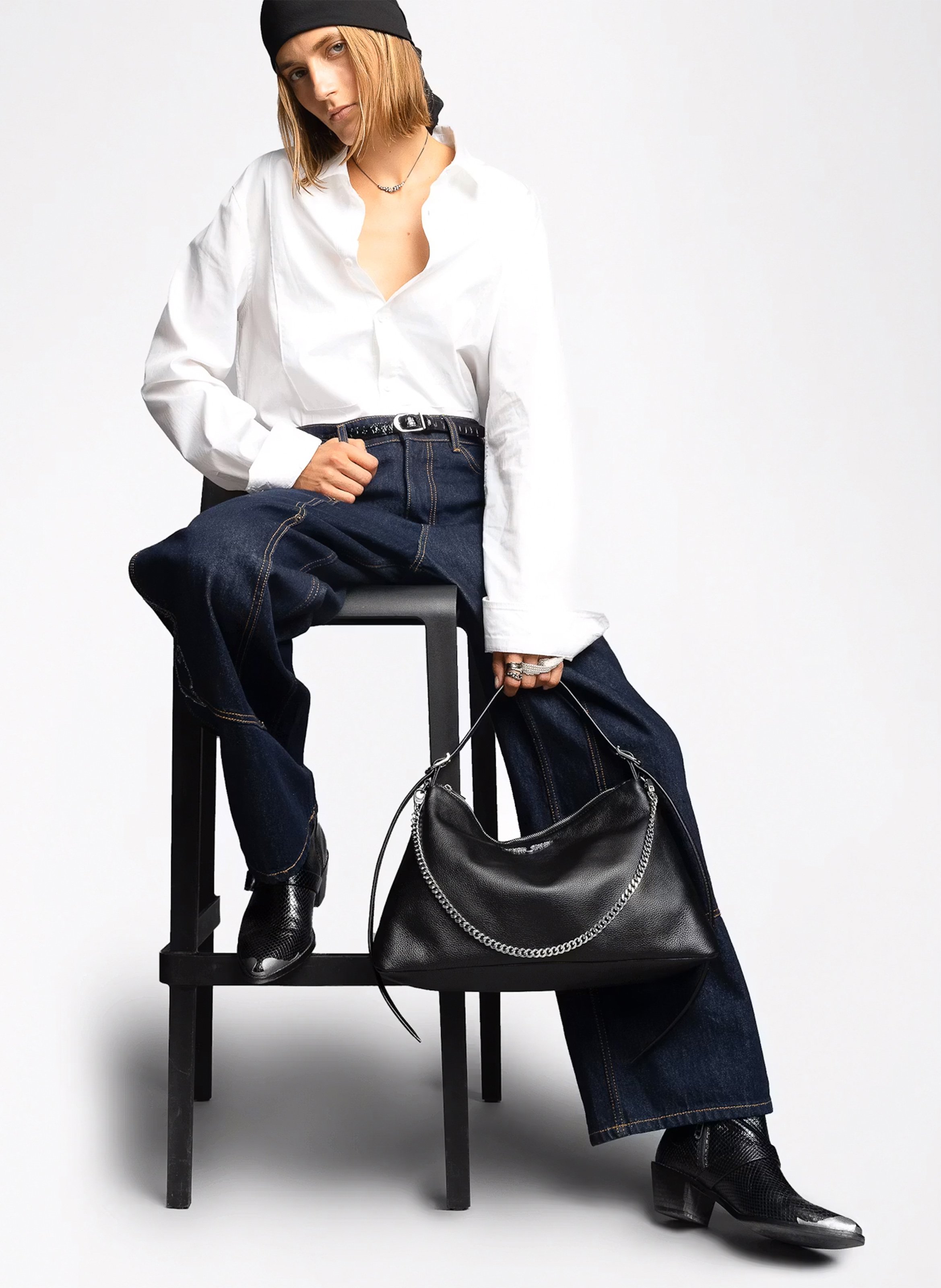 Grained leather shoulder bag ZADIG&VOLTAIRE White