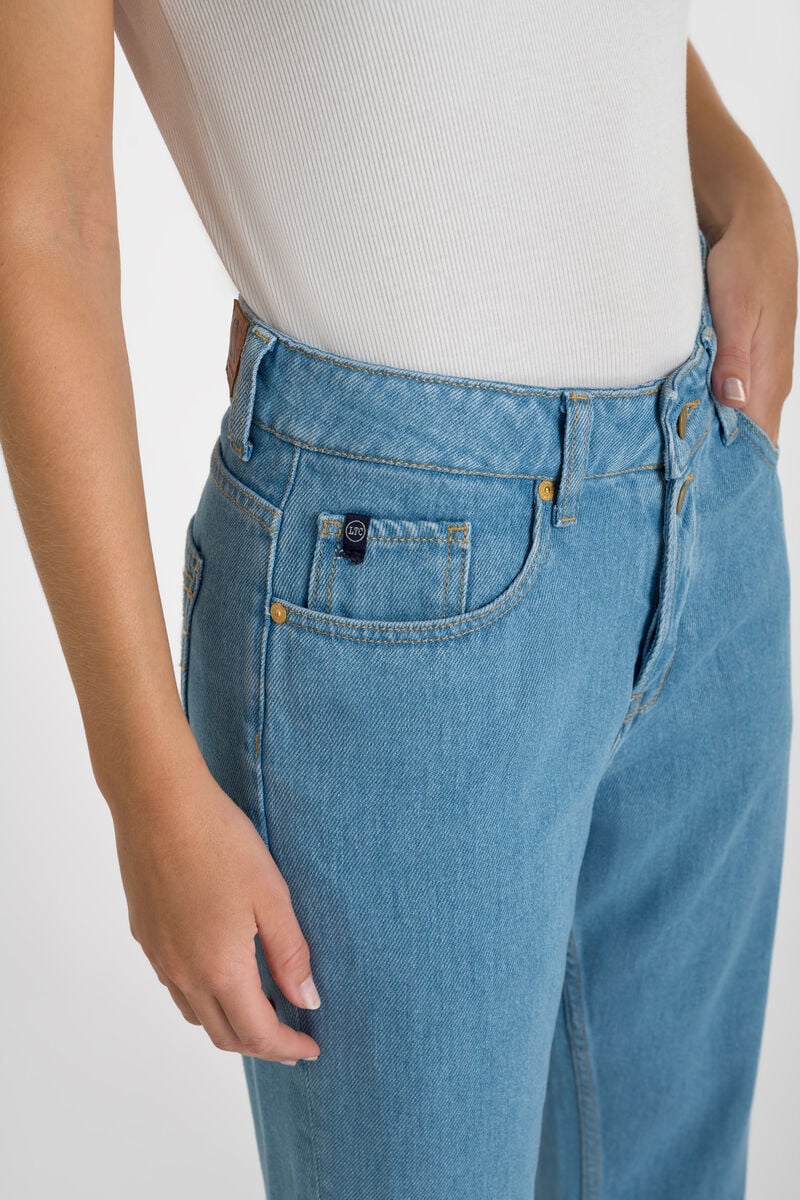 Jeans loose, large  girlfriend , 7/8ème LE TEMPS DES CERISES Bleu