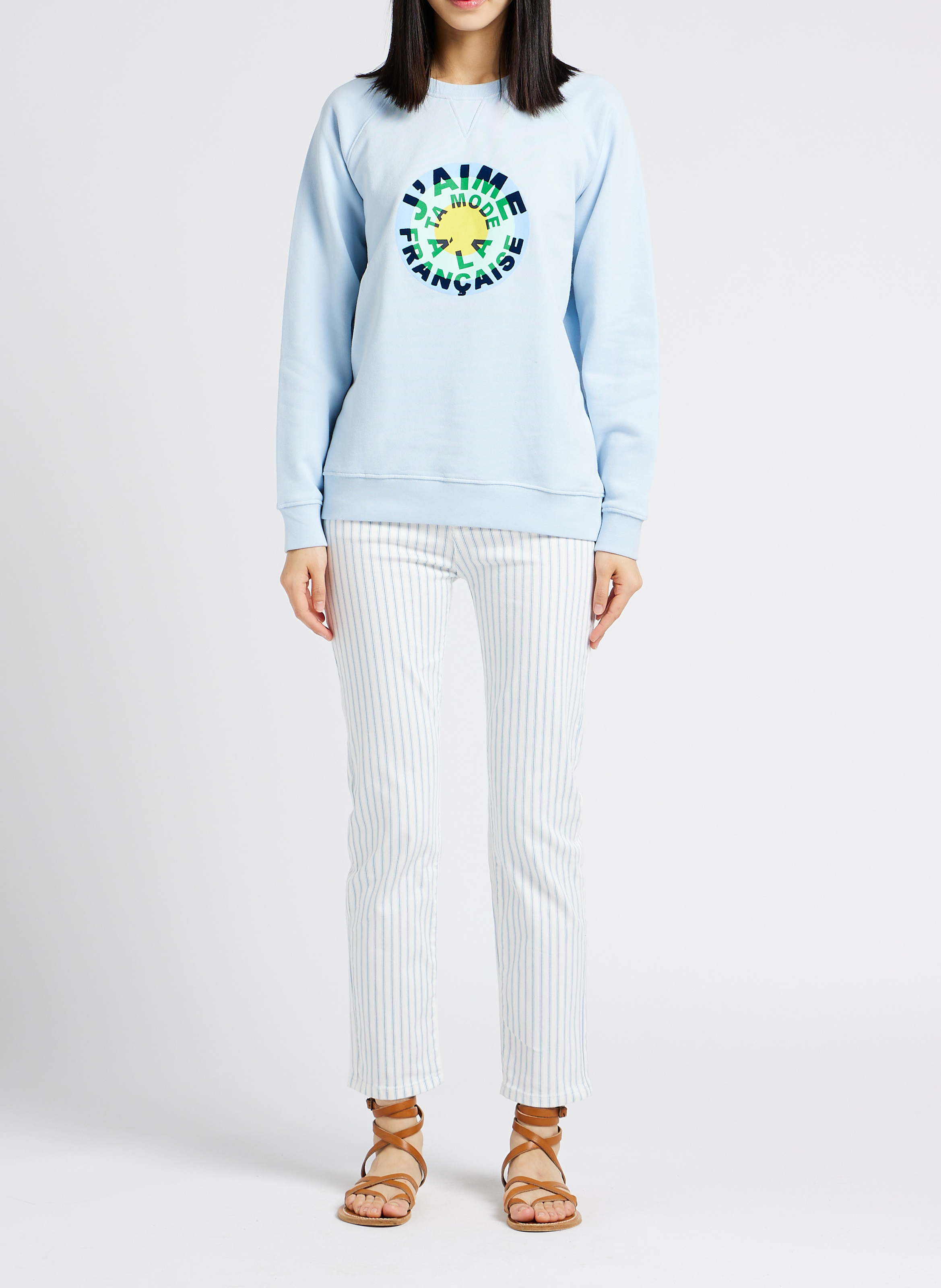 Katoenen sweater met ronde hals en zeefdruk LA PETITE FRANCAISE Blauw