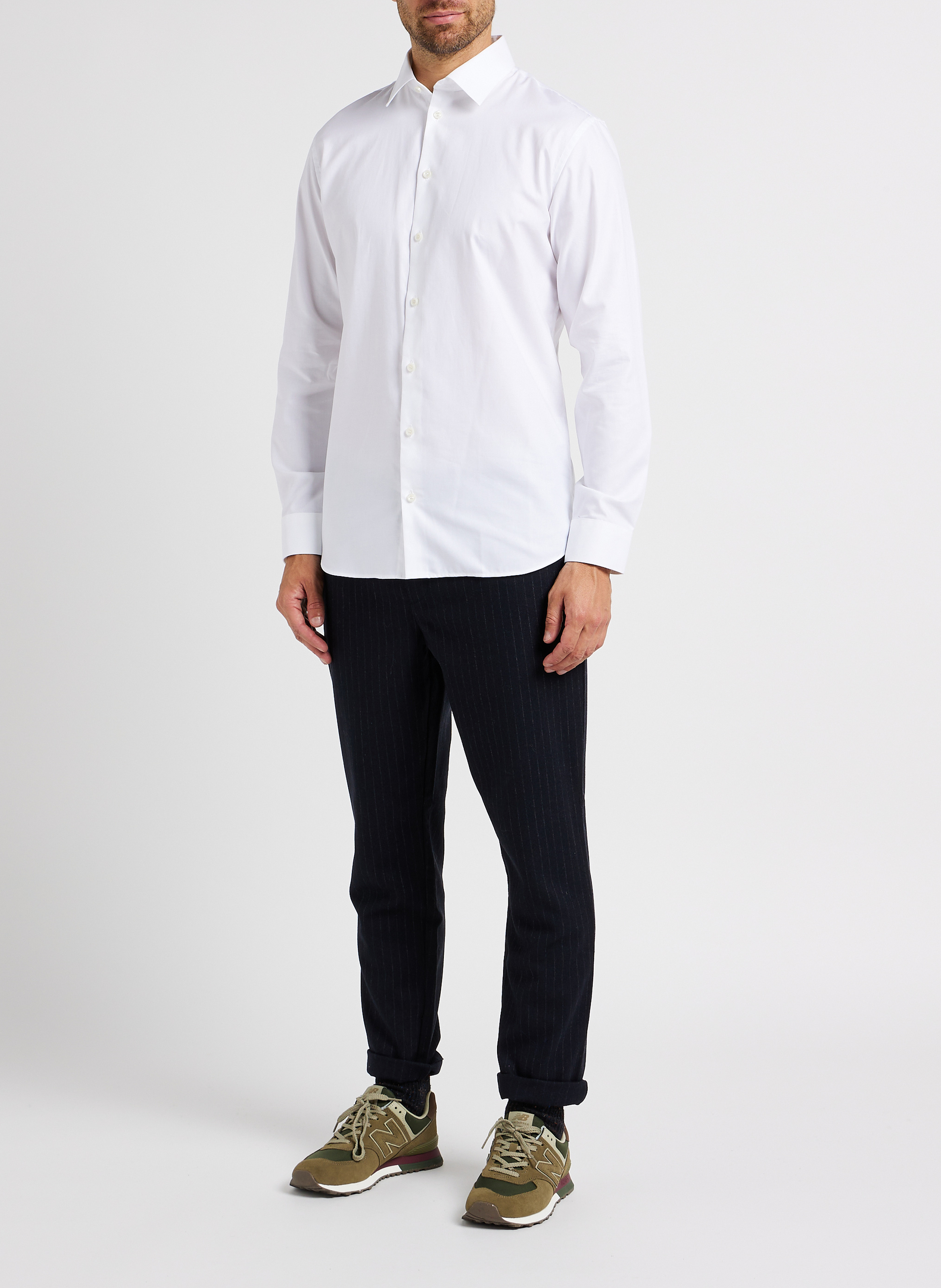 pantalon slim à rayures  SELECTED Bleu