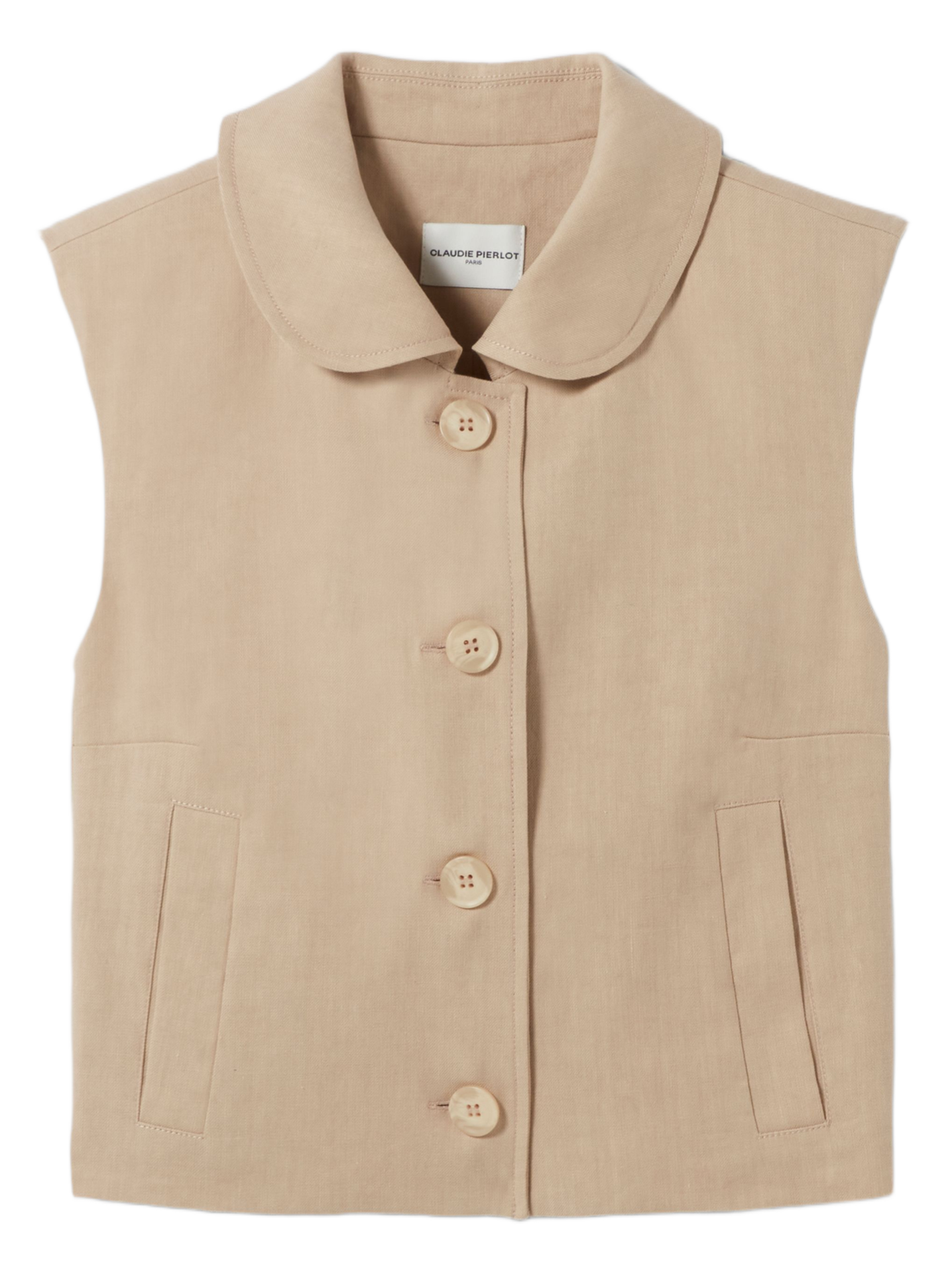 Jacket with classic collar in linen and cotton blend CLAUDIE PIERLOT Beige
