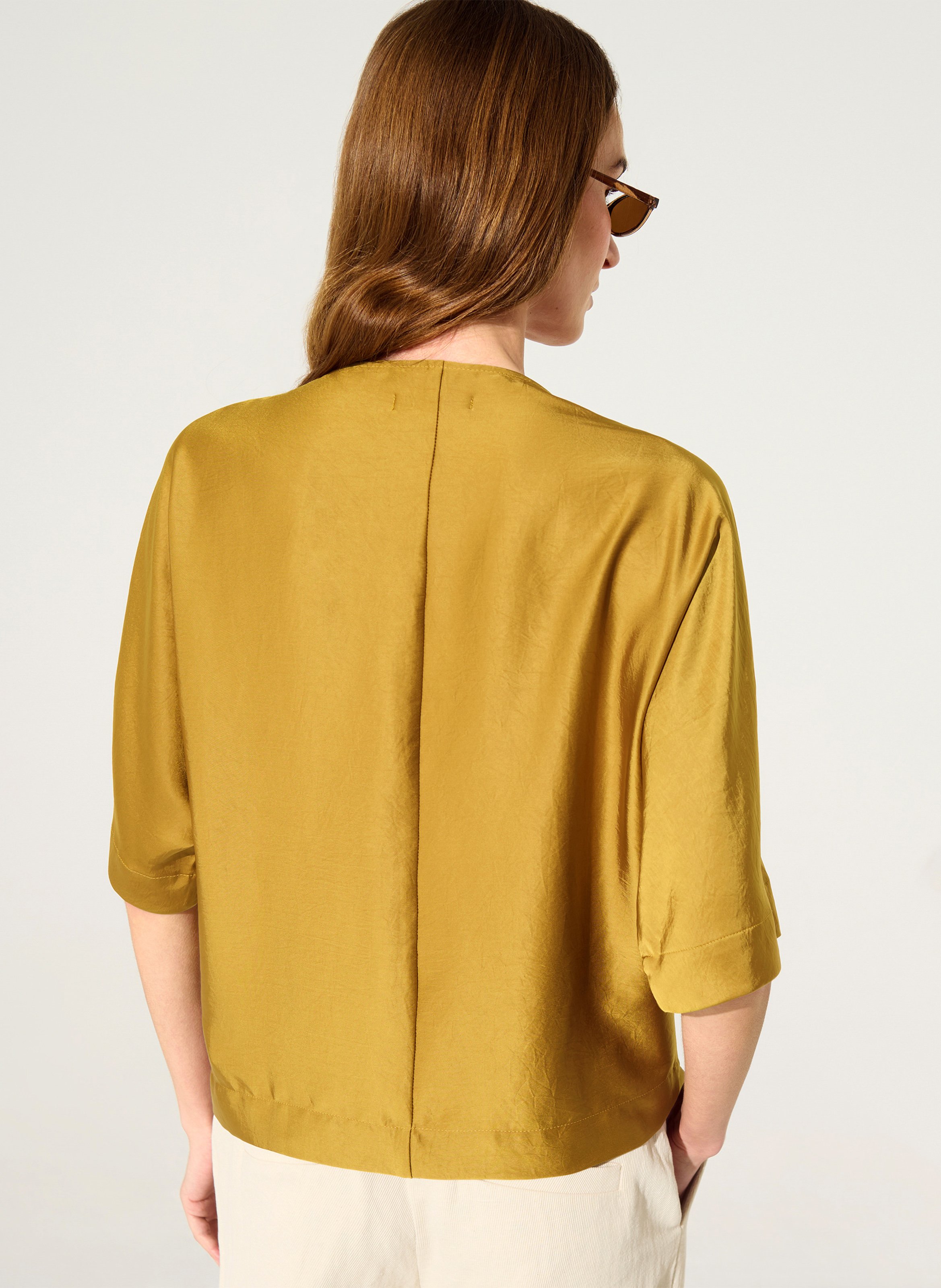 Satin top with asymmetrical neckline COTELAC Yellow