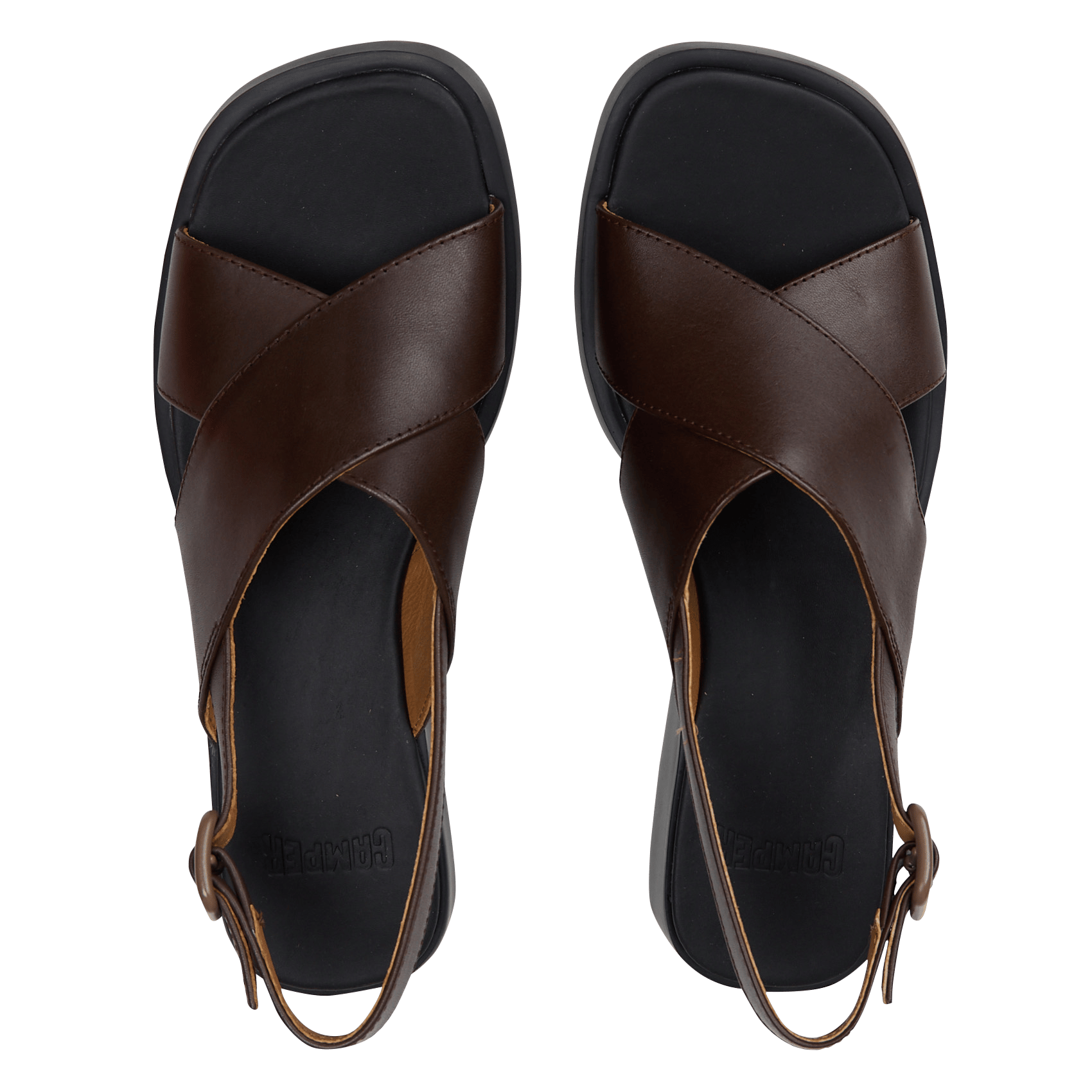 Aouda flat leather sandals CAMPER Brown