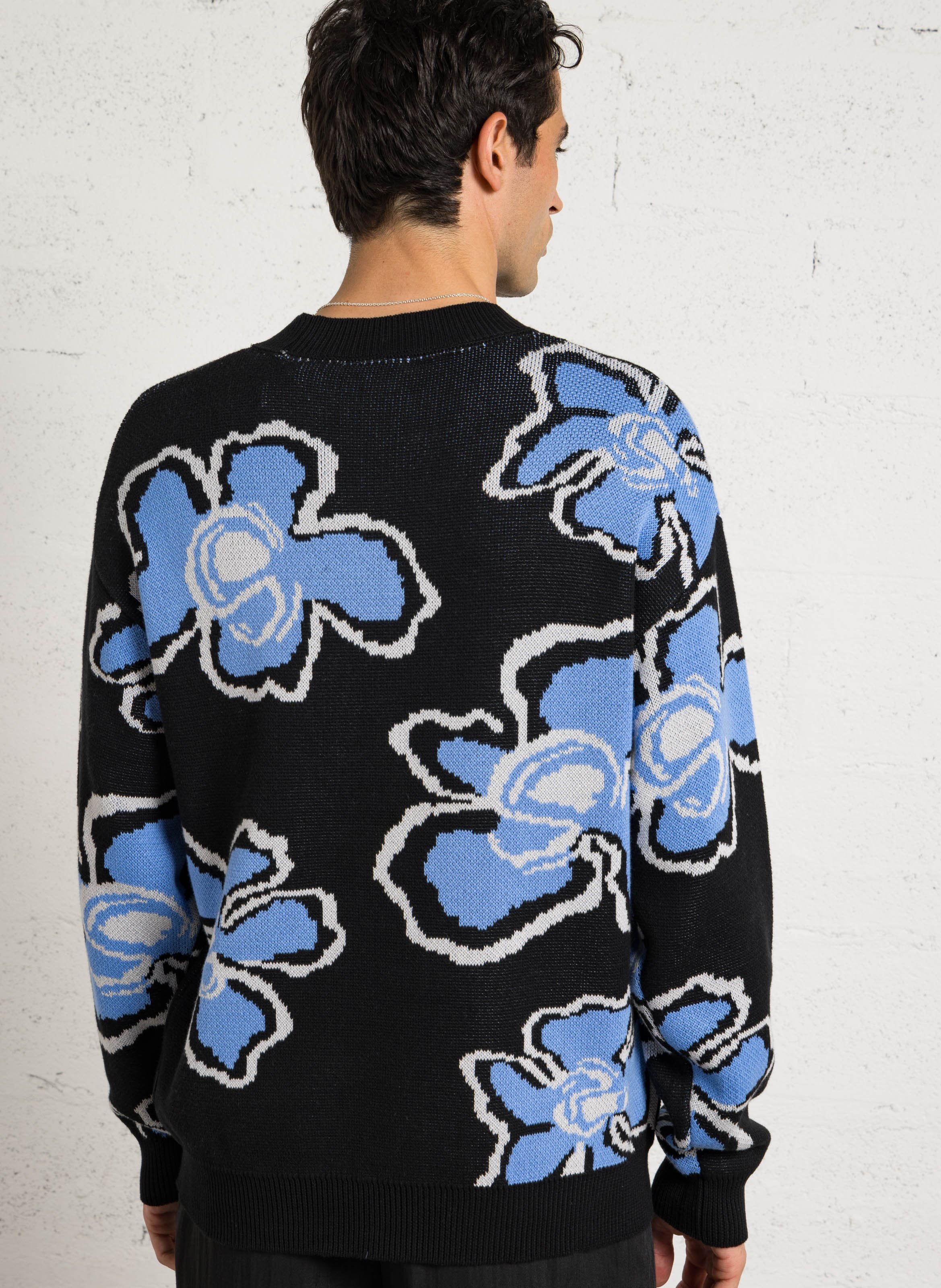 Colour block cotton sweater SOLID Black