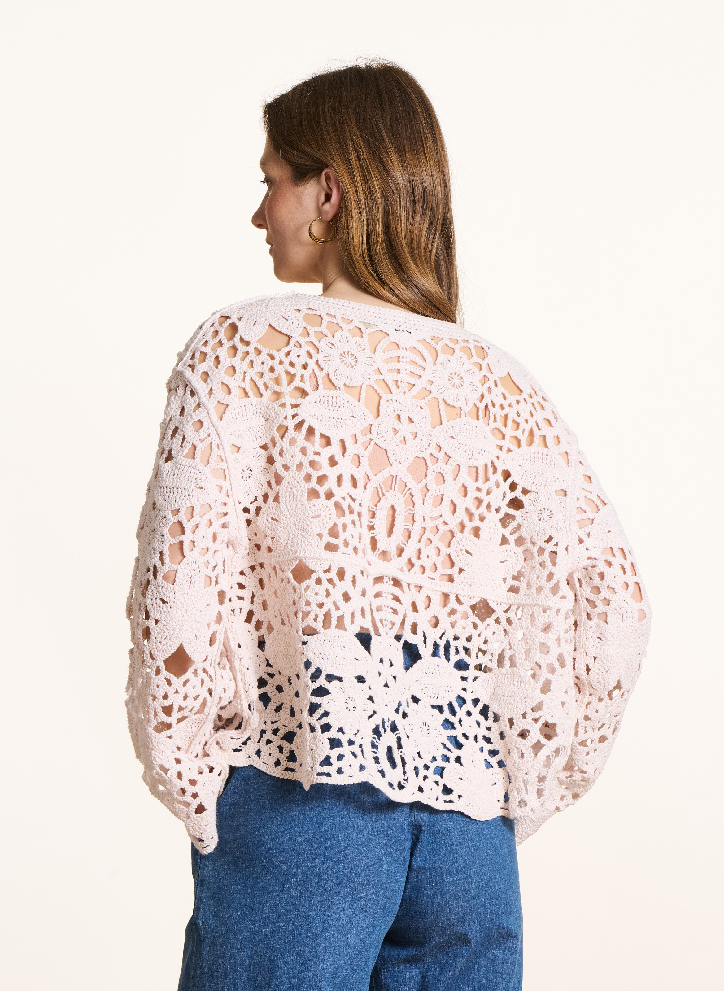 Gilet en crochet en coton bio LA FEE MARABOUTEE Blanc