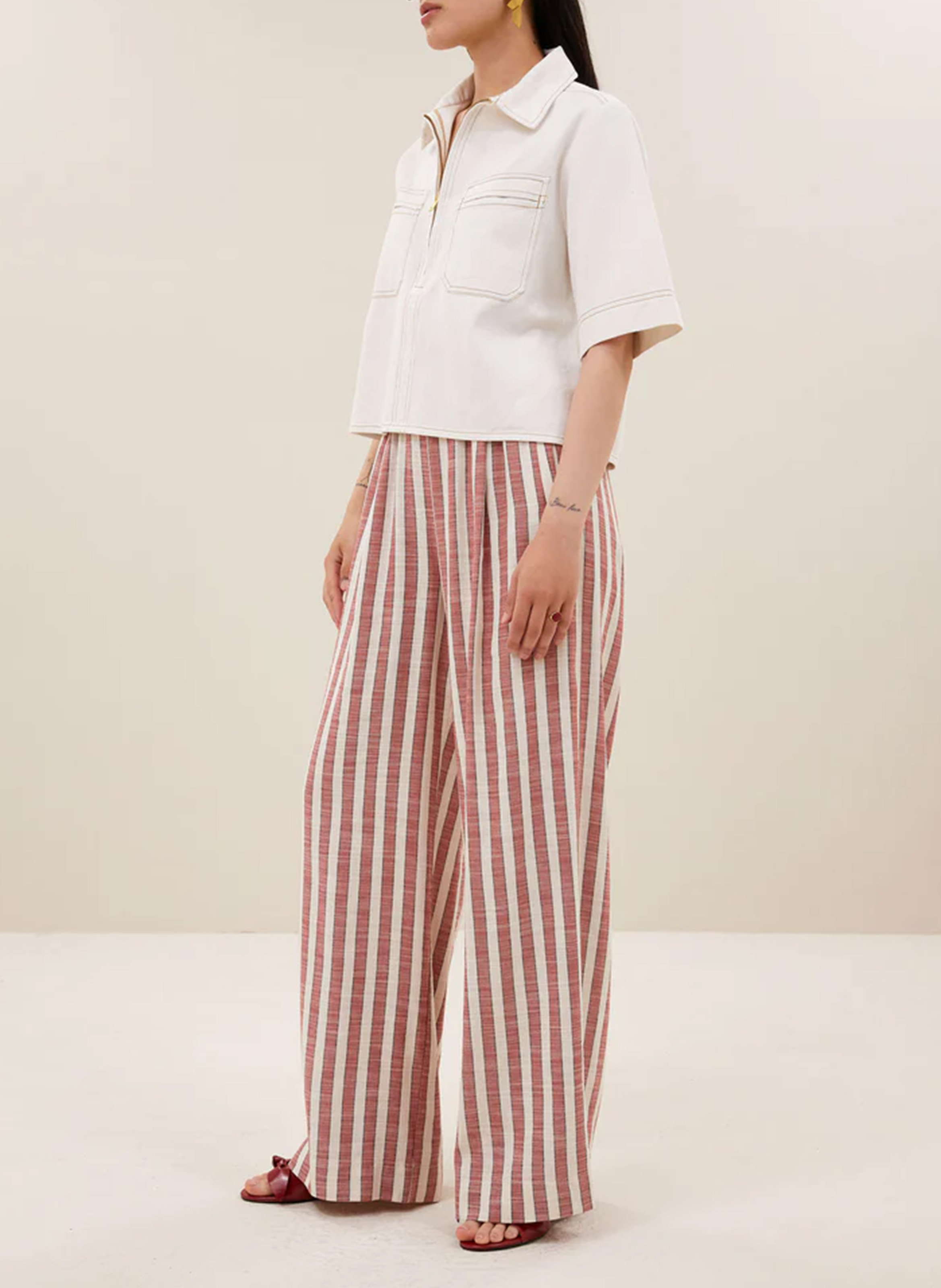 Rechte katoenen top BY BAR Wit