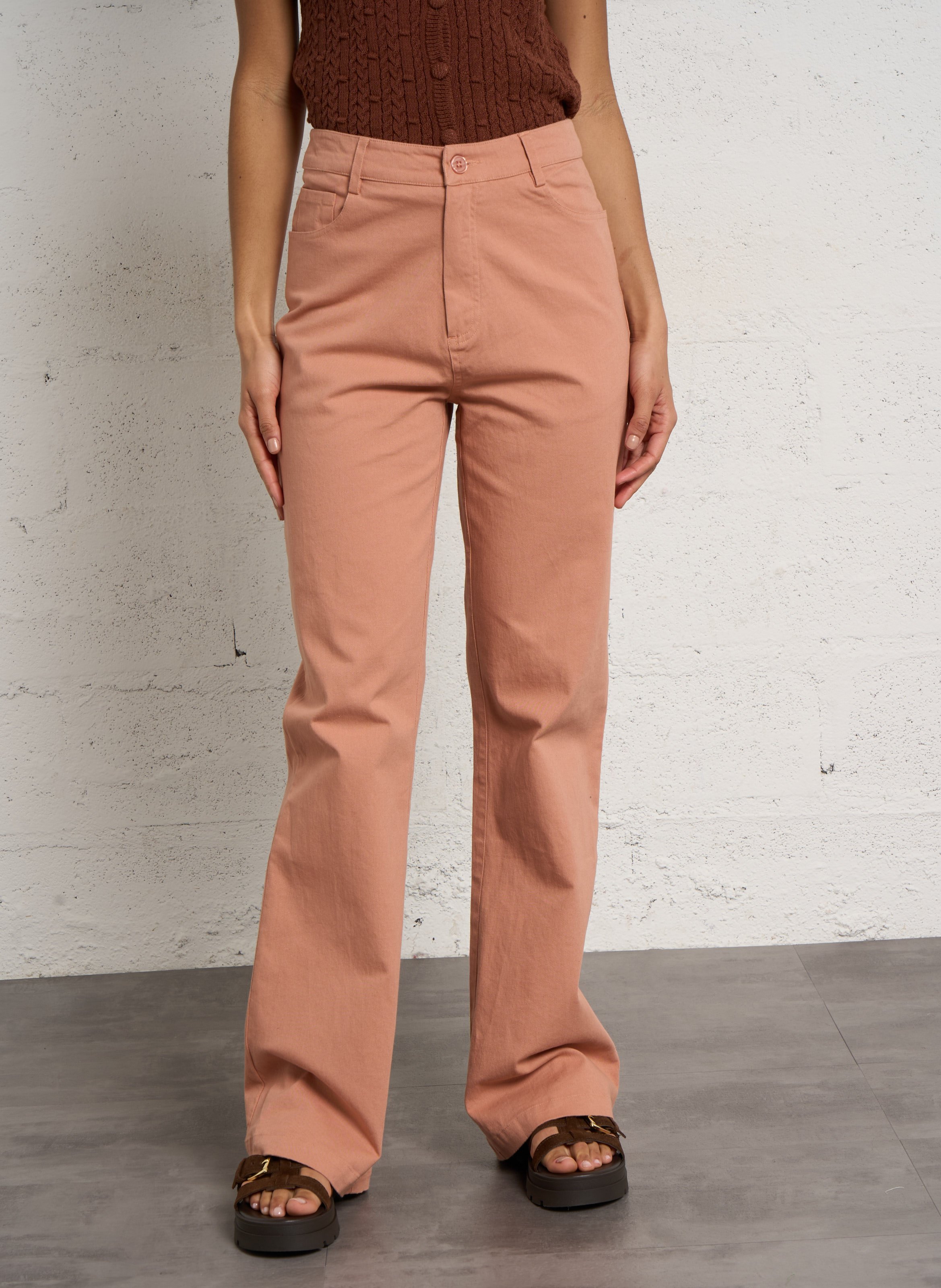 Jeans-Schlaghose aus Baumwoll-Mix PETITE MENDIGOTE Beige