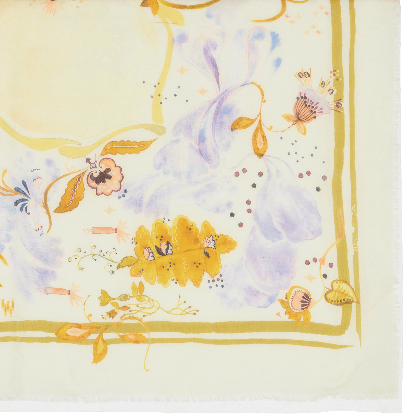 Foulard en coton et soie imprimé COTELAC Blanc