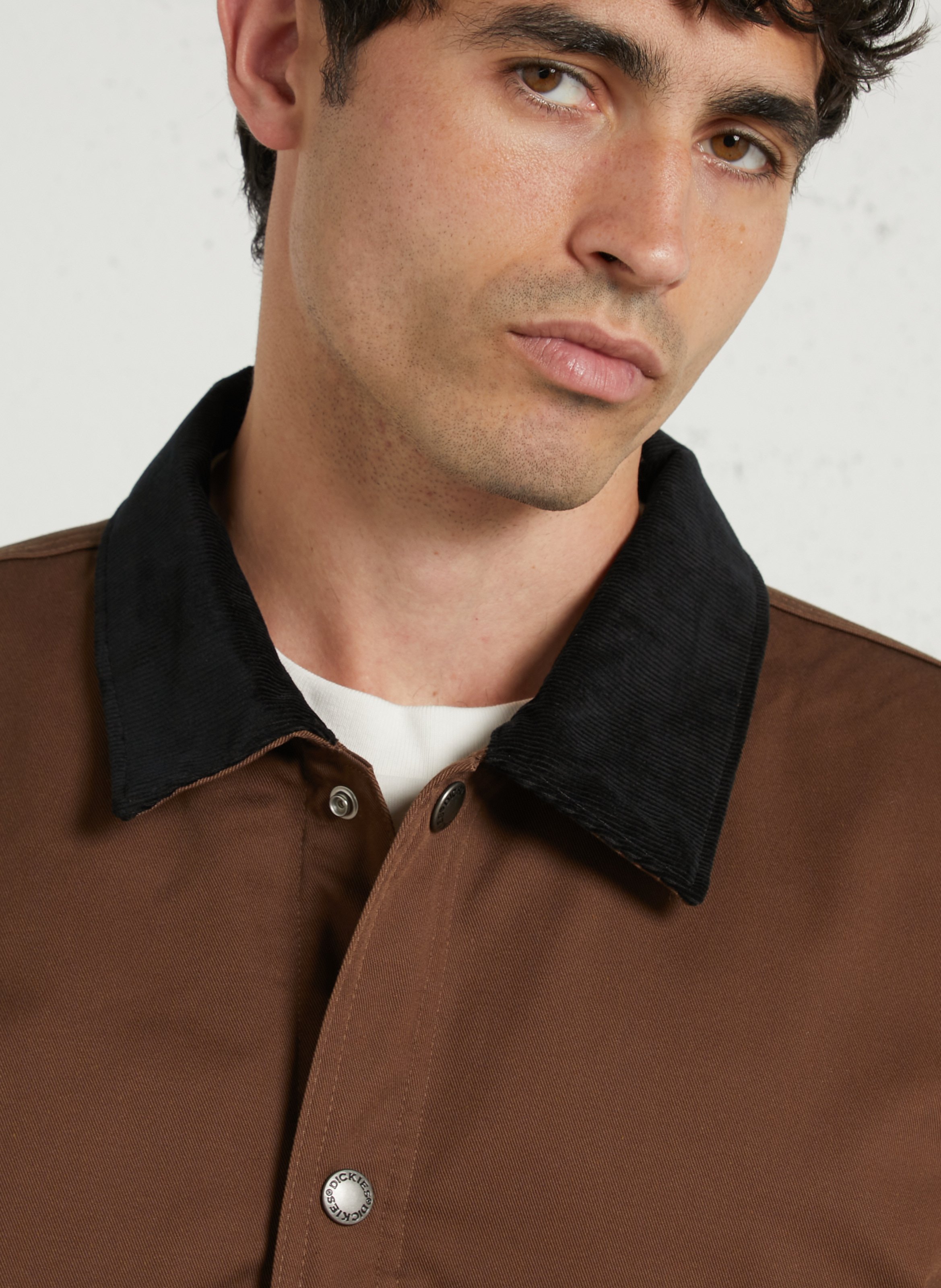 Veste droite col classique brodée DICKIES Marron