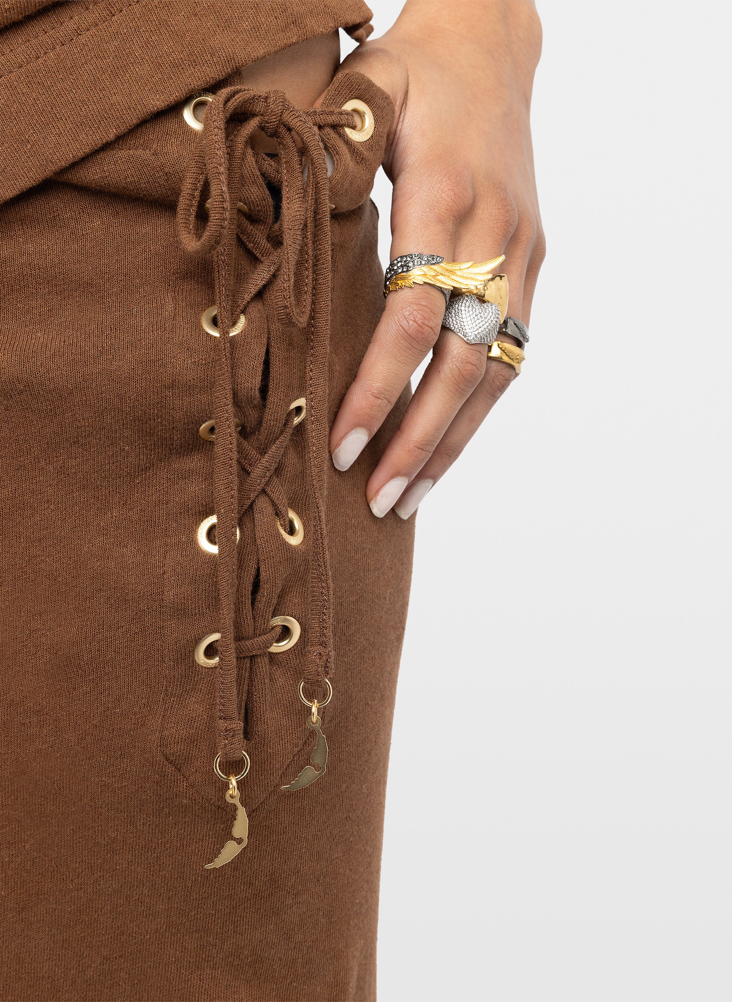 Long straight skirt with lace-up detail ZADIG&VOLTAIRE Brown