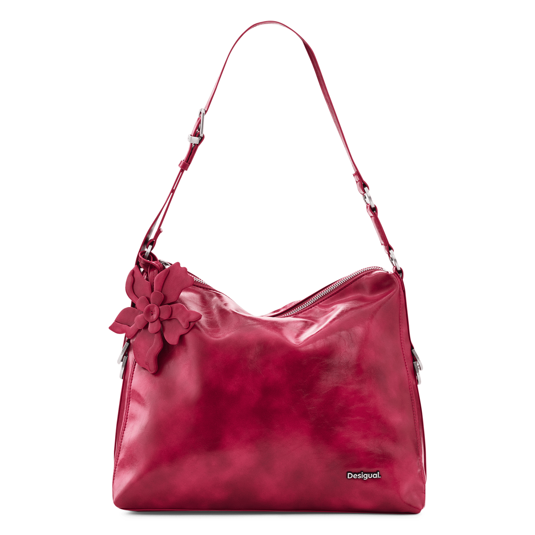 Sac épaule uni zippé DESIGUAL Rouge