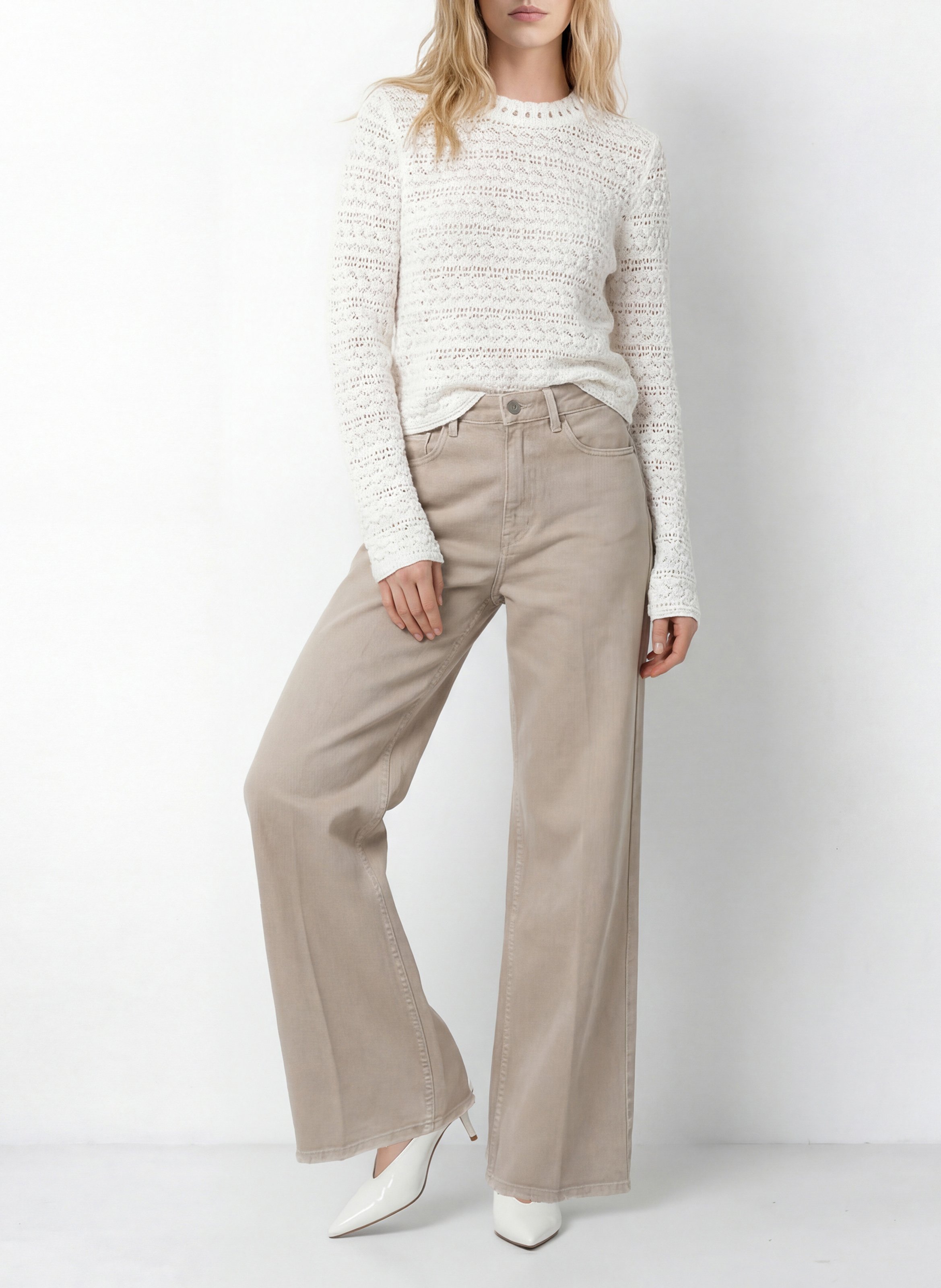 Pull droit en tricot fantaisie KOOKAI Blanc