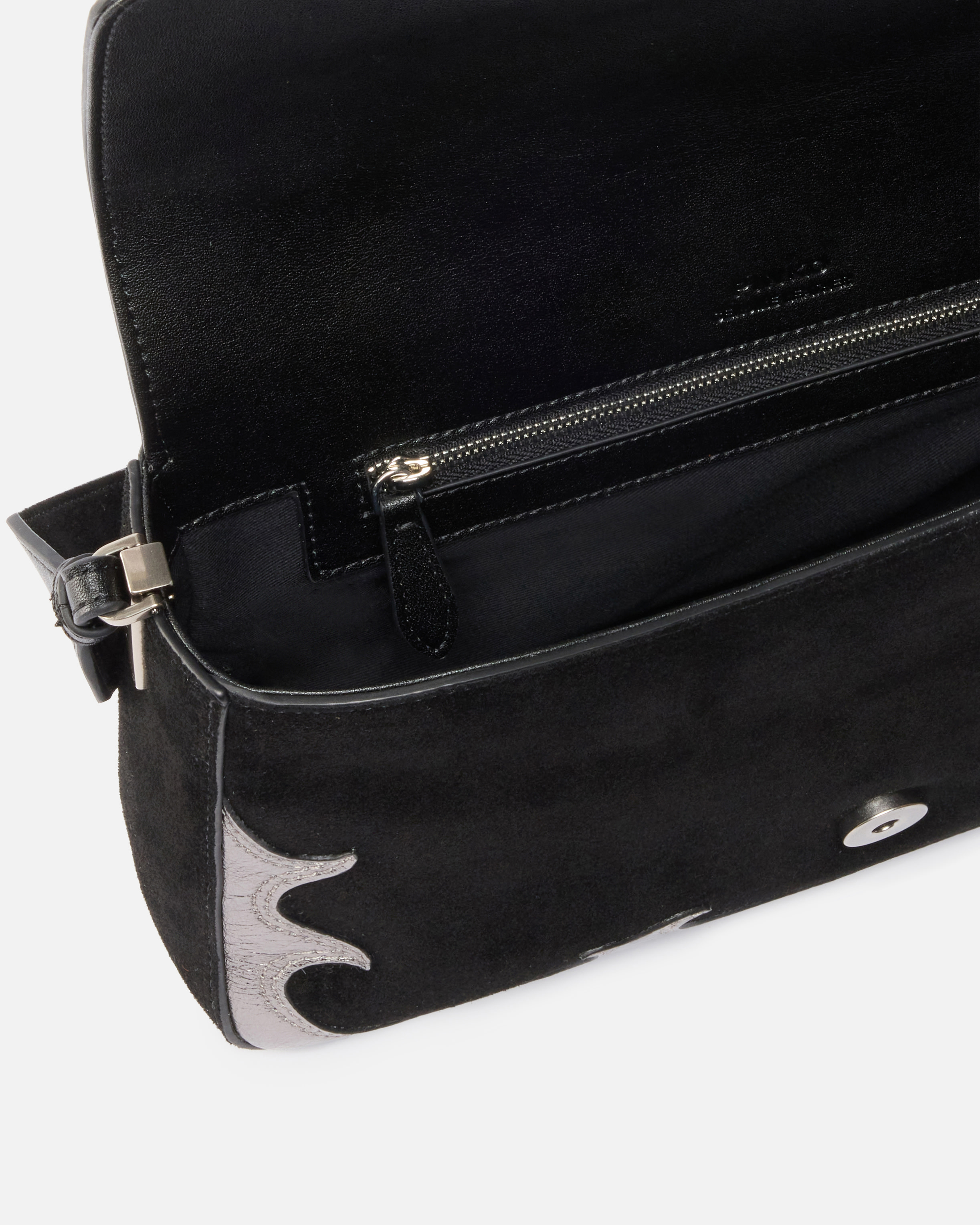 Sac porté épaule moyen love bag one slouchy en daim avec incrustations PINKO Noir