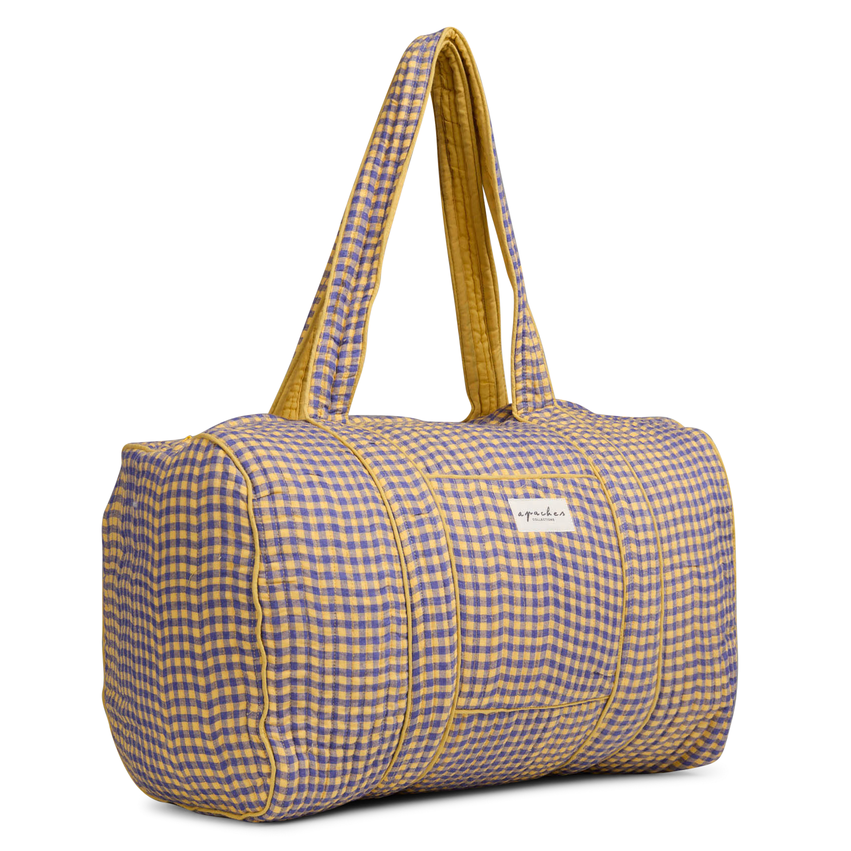 Sac à carreaux en coton matelassé APACHES COLLECTIONS Bleu