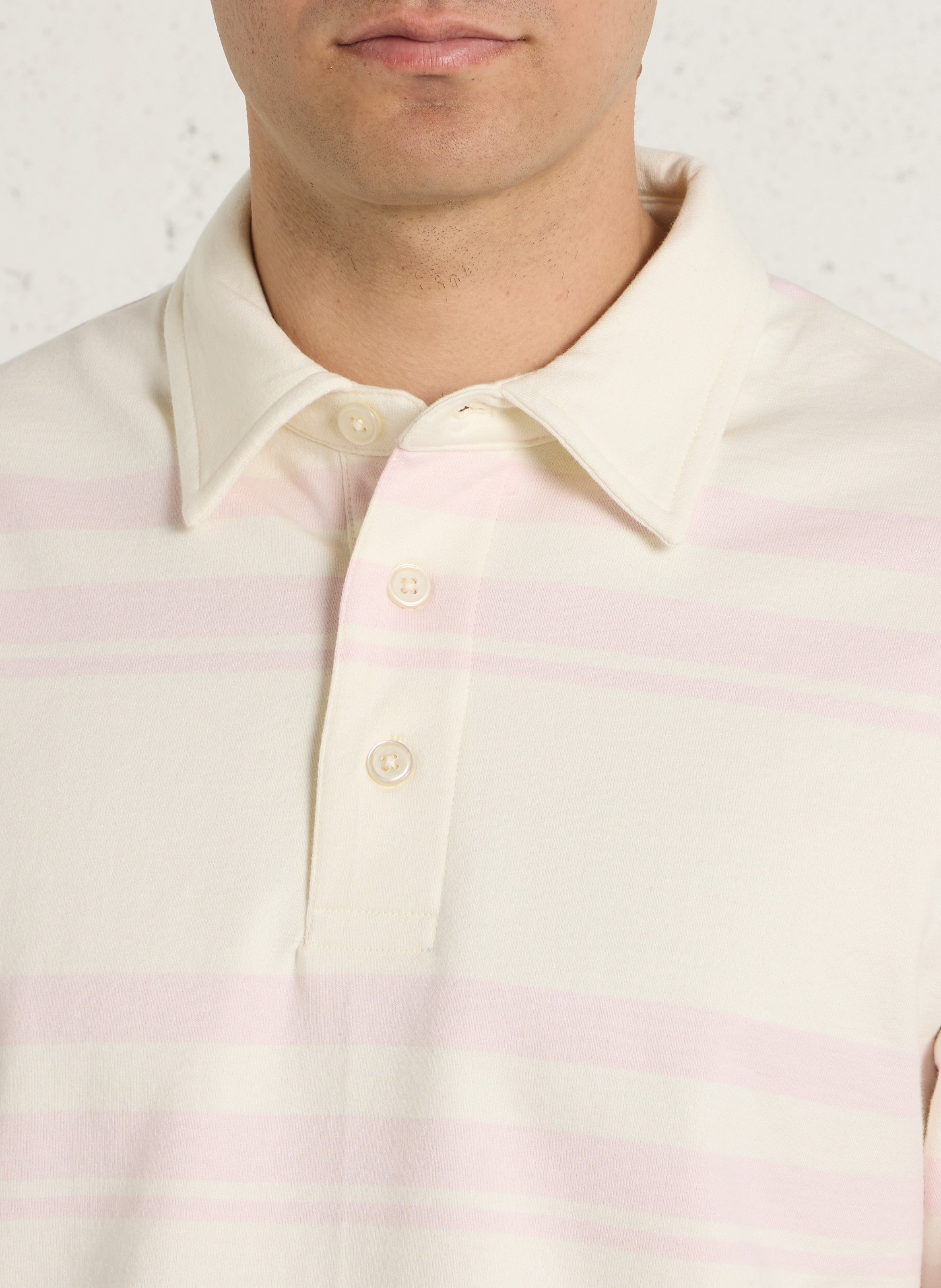 Striped straight organic cotton polo. MINIMUM Pink