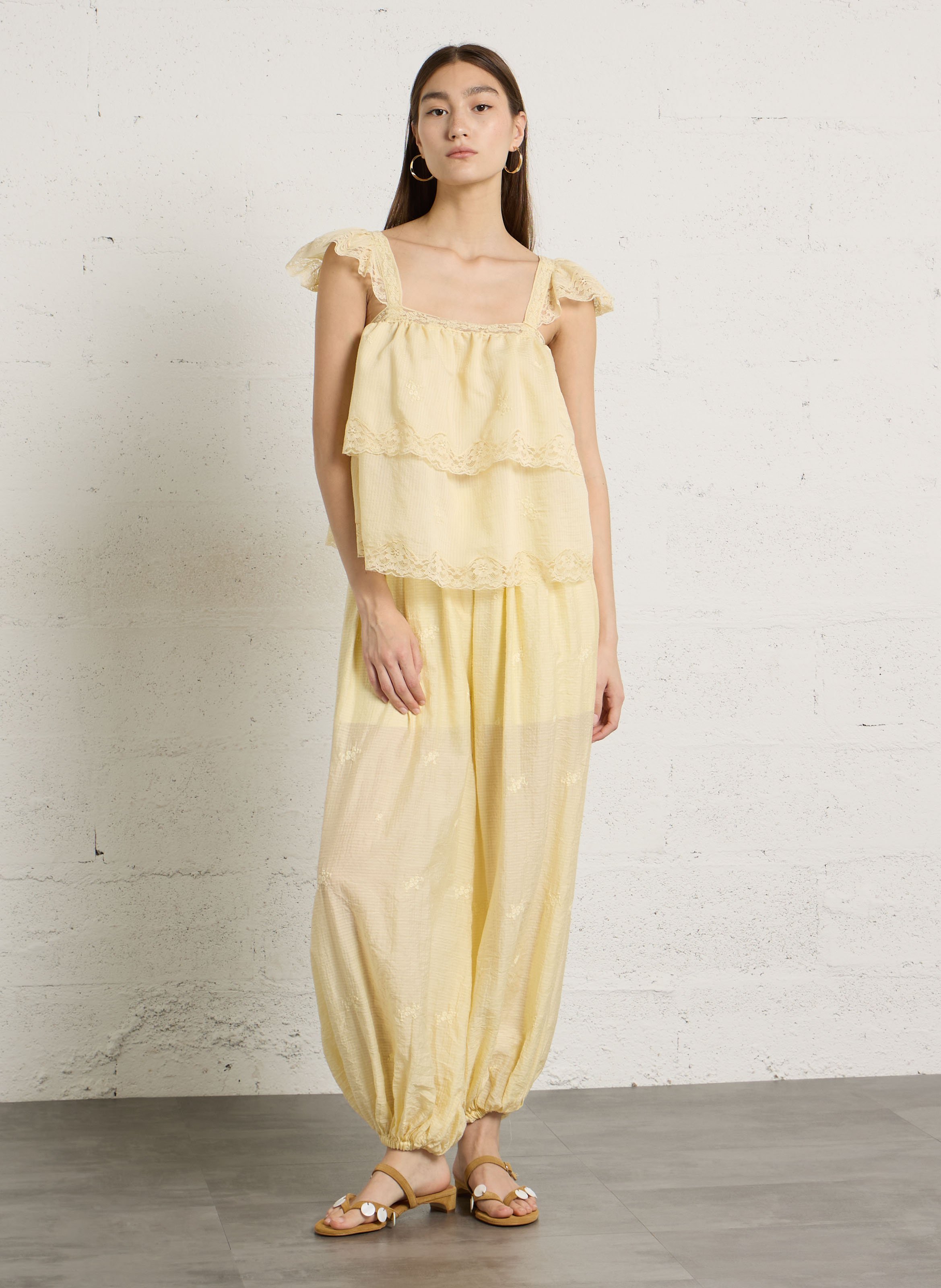 Top ample col carré BERENICE Jaune